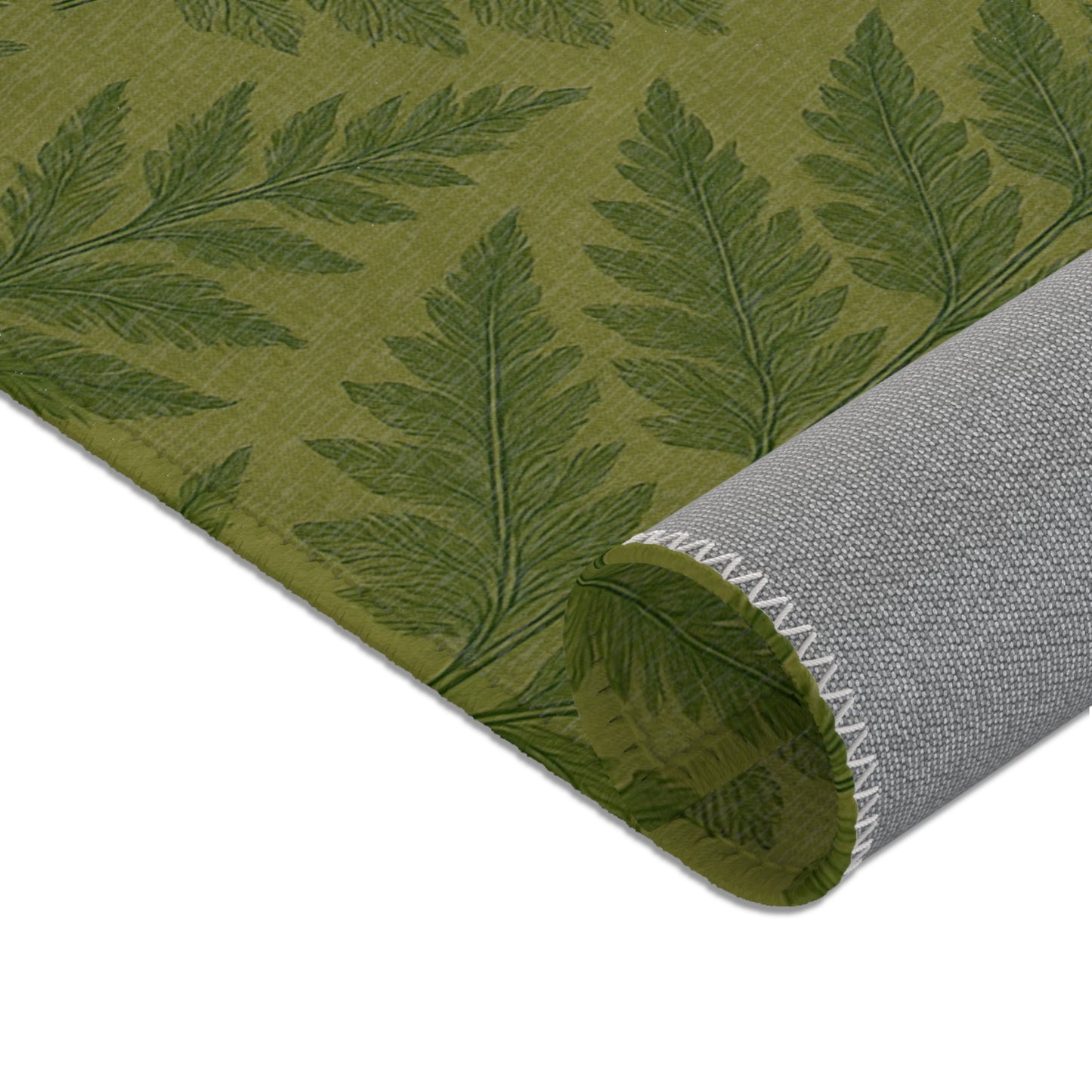 Botanical Fern Area Rug, Boho Home Decor, Cozy Living Room Mat, Eco-Friendly Carpet, Indoor Runner for Nature Lovers