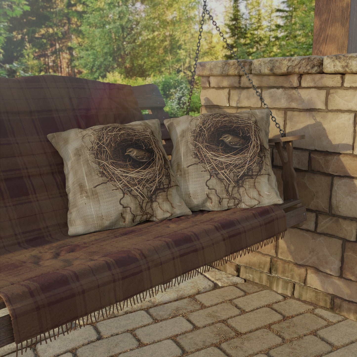 Bird in the Nest Outdoor Pillows