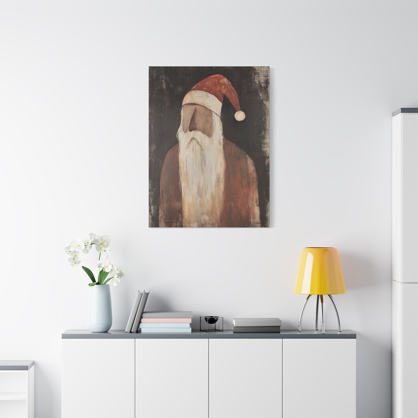 Primitive Impressionist Santa Matte Canvas, Stretched, 1.25"