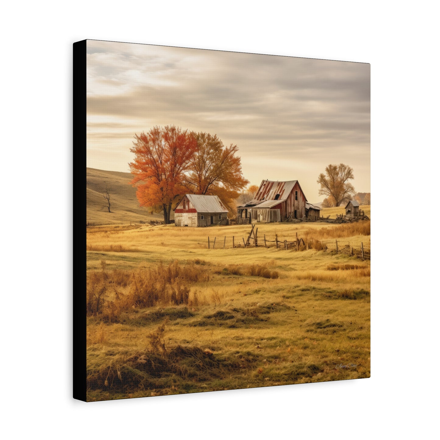 Rustic Farmhouse Canvas Wall Art, Autumn Landscape Decor, Cozy Home Decoration, Farmhouse Style Gift, Rustic Wall Art for All Occasions