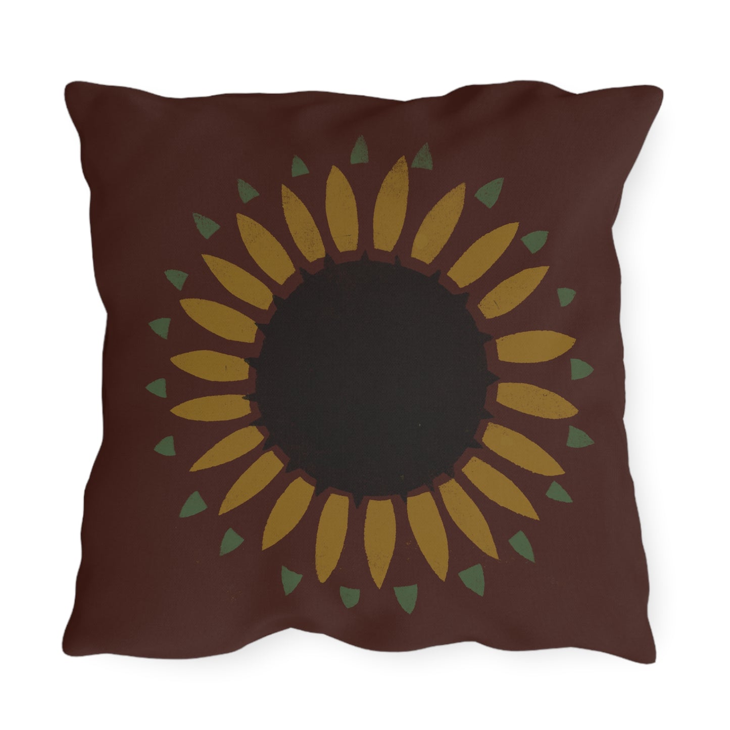 Sunflower on Country Red Stencil Early American Outdoor Pillows