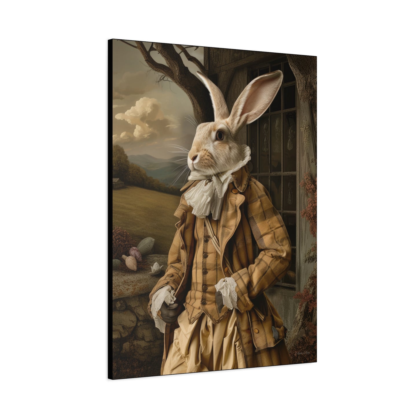 Sir William Rabbit: Whimsical Rabbit Canvas Art - Vintage Style Wall Decor