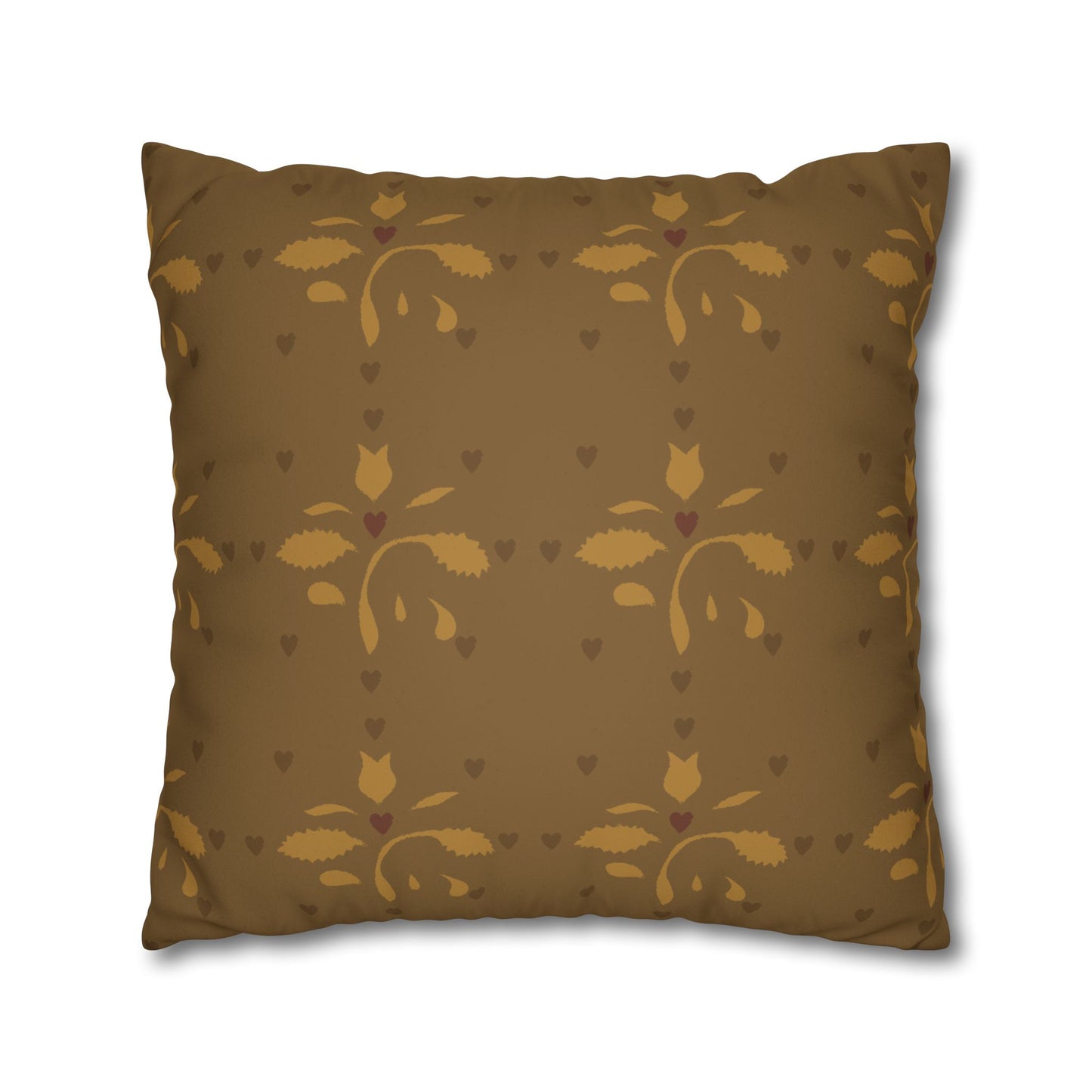 Leaves and Hearts Stencil Faux Suede Square Pillowcase
