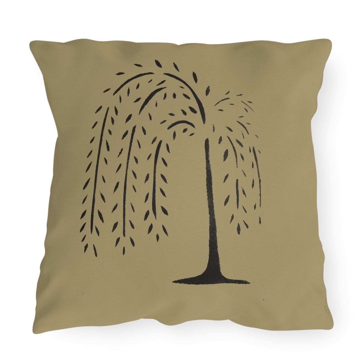 Black Willow on Tan Outdoor Pillows