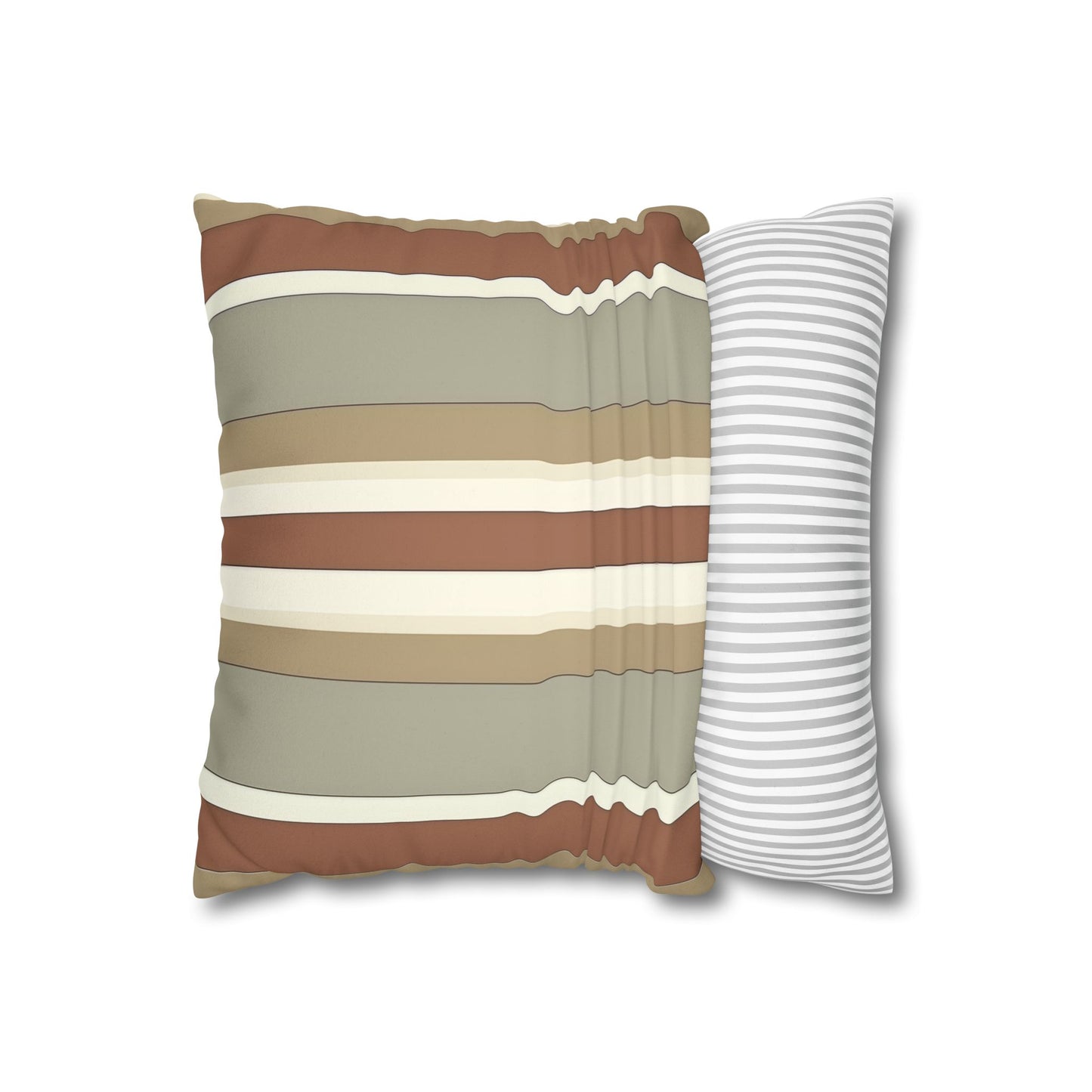 Fantasy Collection Taupe Stripes Faux Suede Square Pillowcase