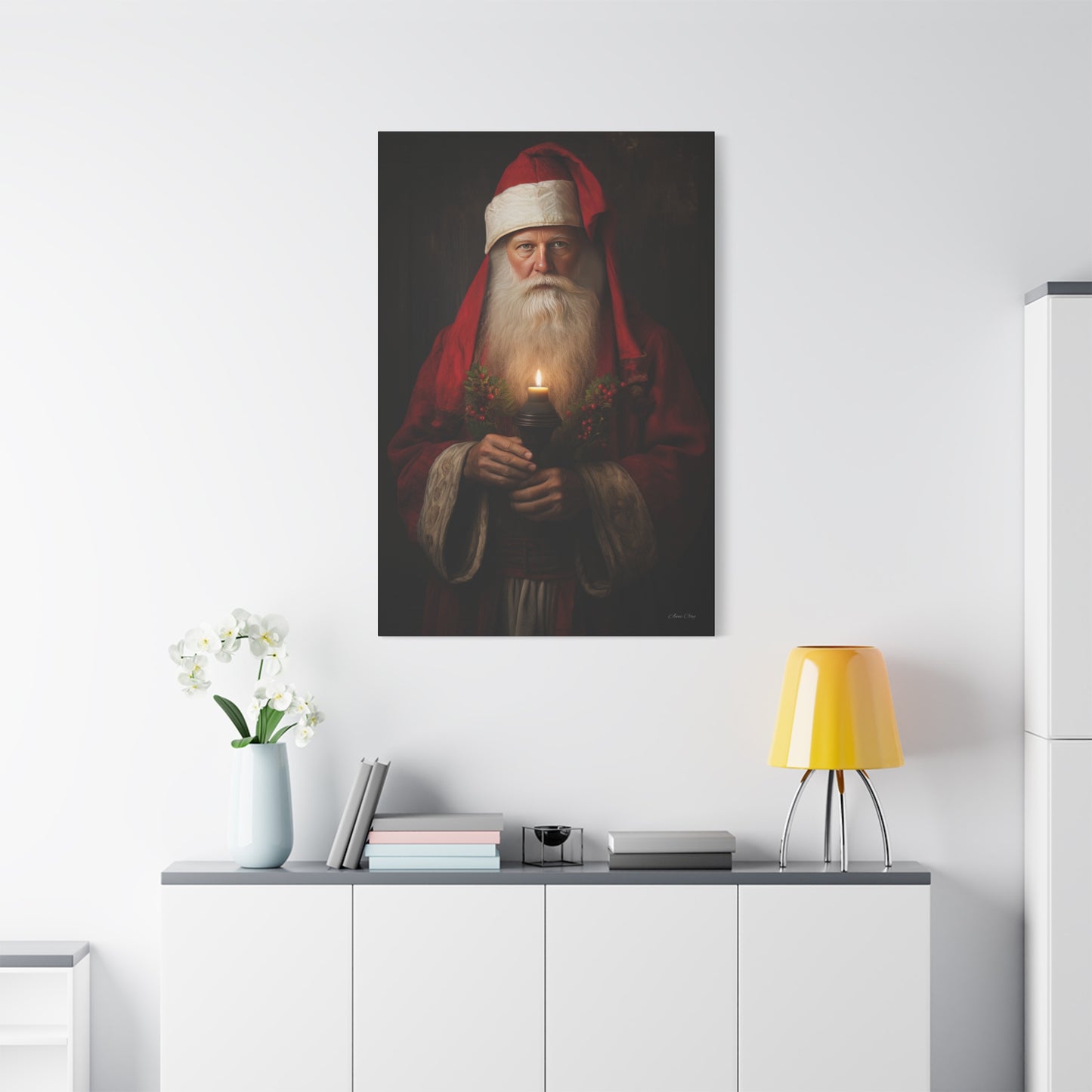Candlelight Santa Matte Canvas, Stretched, 1.25"