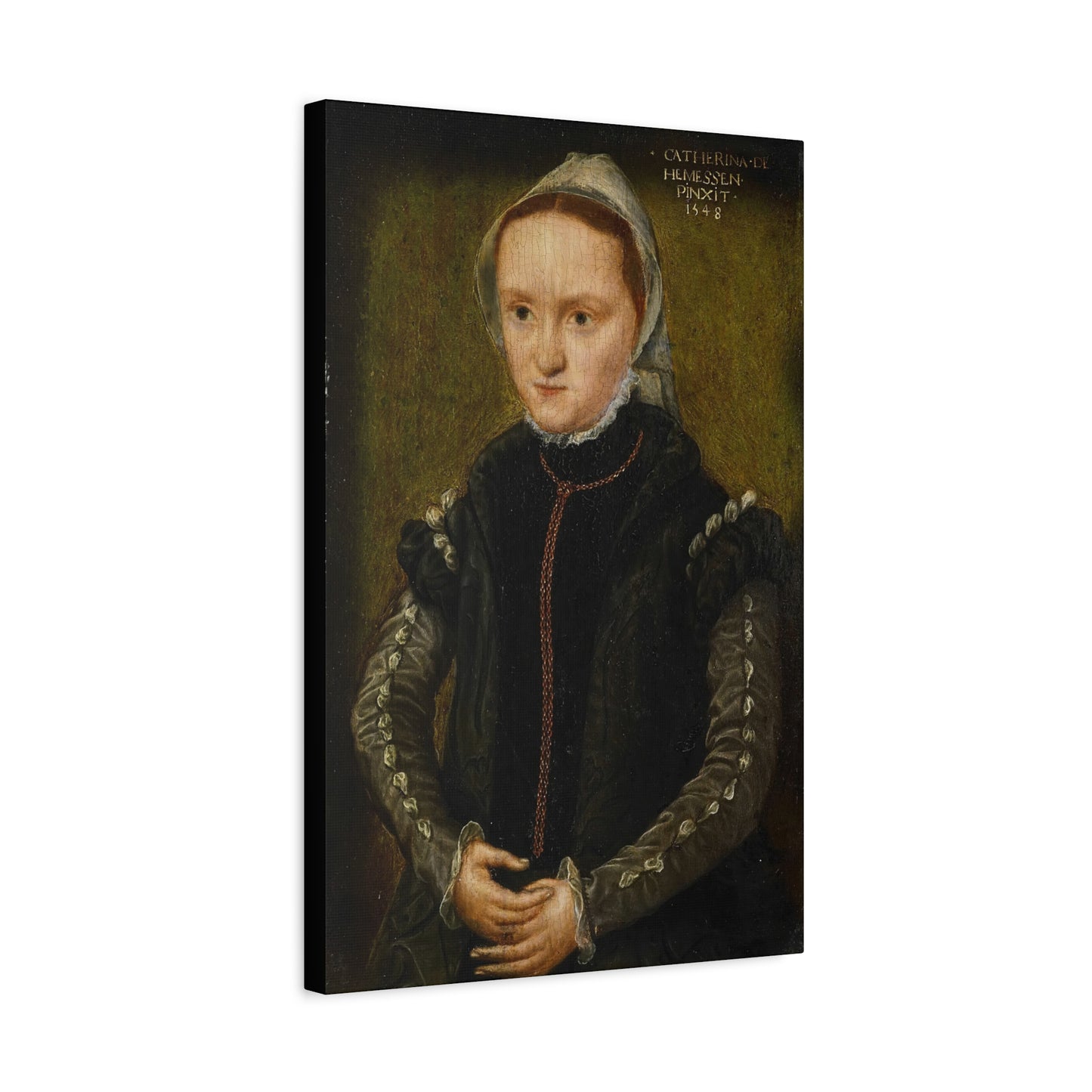 Elegant Stretched Canvas Art Print, Antique Reproduction Portrait Decor