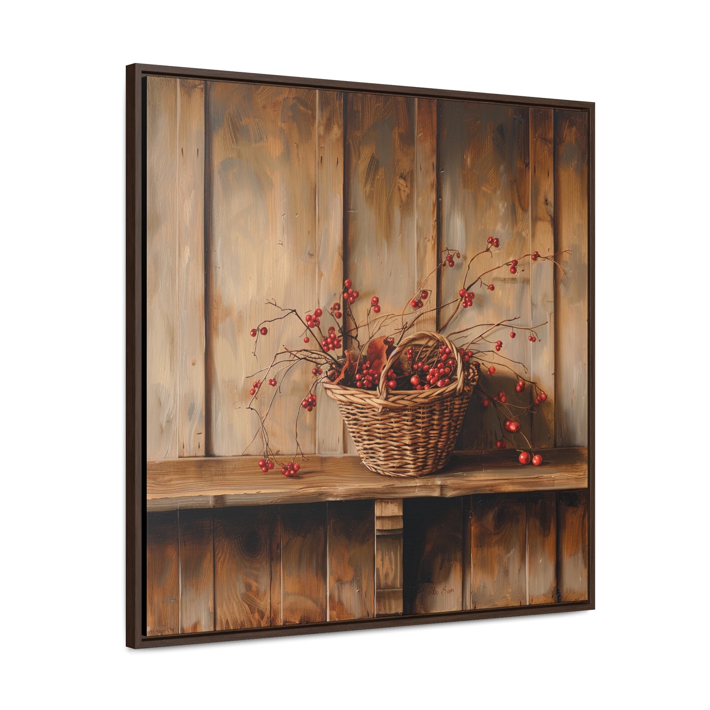 Basket of Bittersweet Gallery Canvas Wraps, Square Frame