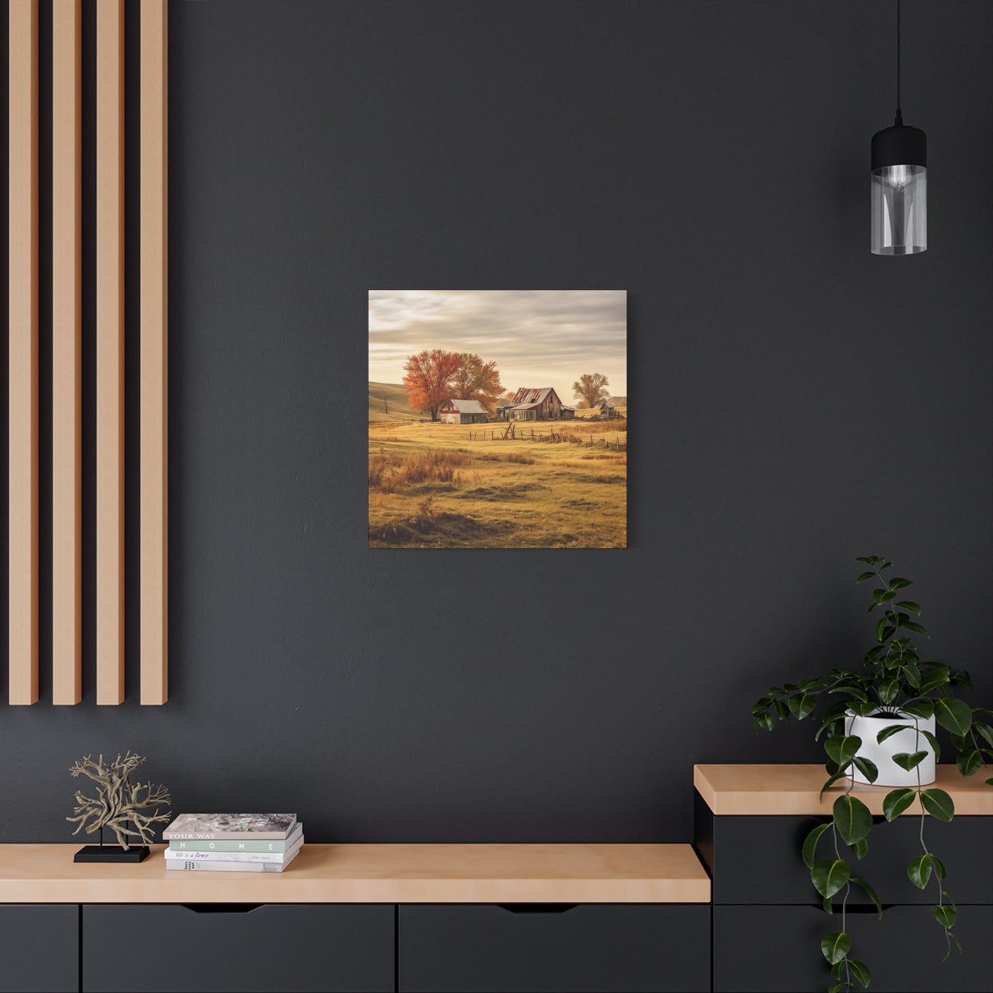 Rustic Farmhouse Canvas Wall Art, Autumn Landscape Decor, Cozy Home Decoration, Farmhouse Style Gift, Rustic Wall Art for All Occasions