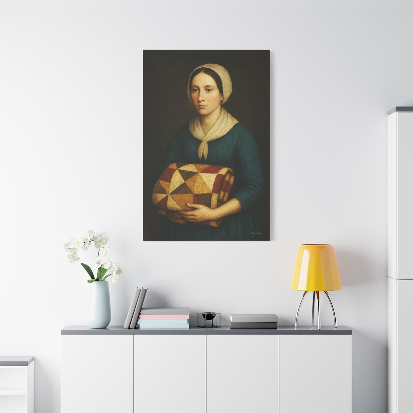 Elegant Stretched Canvas Art, Vintage Woman Portrait, Home Decor, Wall Art, Gift, Cottagecore Style, Art Print