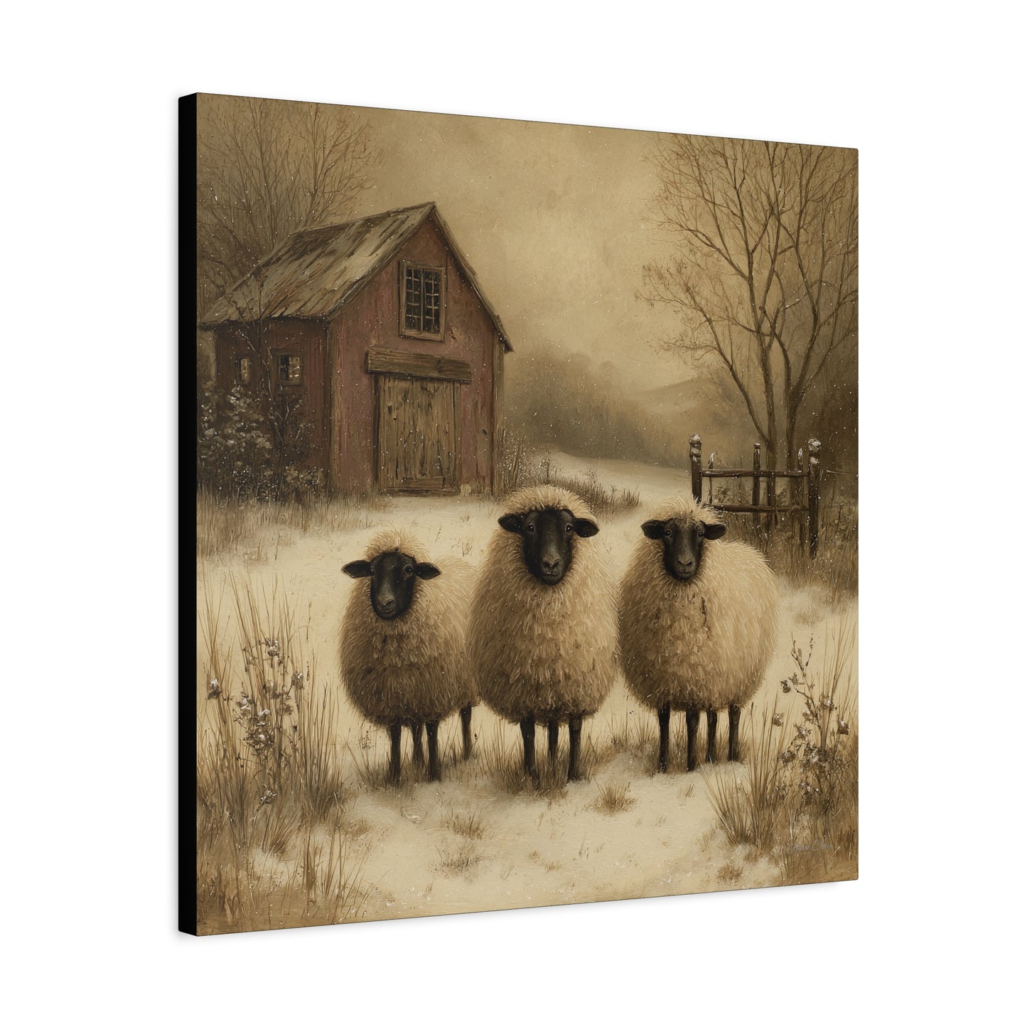 Rustic Sheep Canvas Art, Farmhouse Decor, Country Wall Art, Living Room Decor, Cozy Home Accent