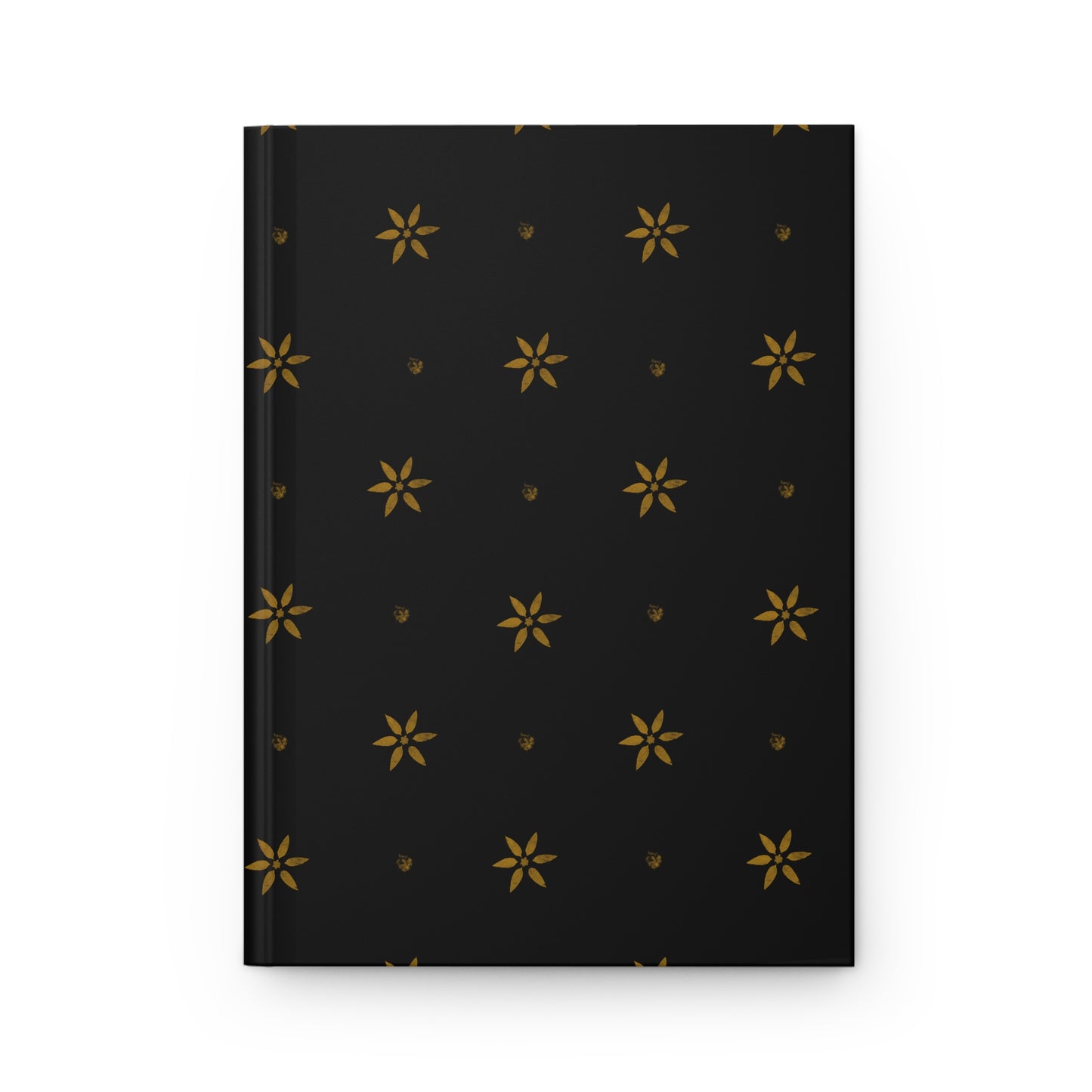 Mustard Petals on Black Stencil Hardcover Journal Matte