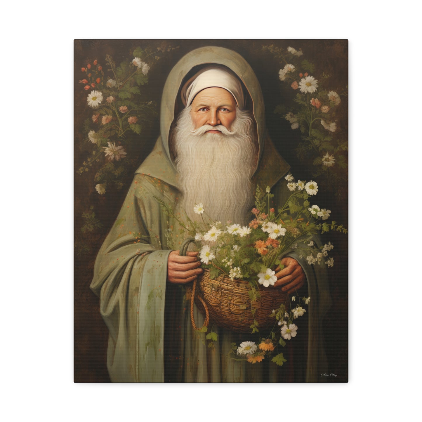 Floral Santa Matte Canvas, Stretched, 1.25"