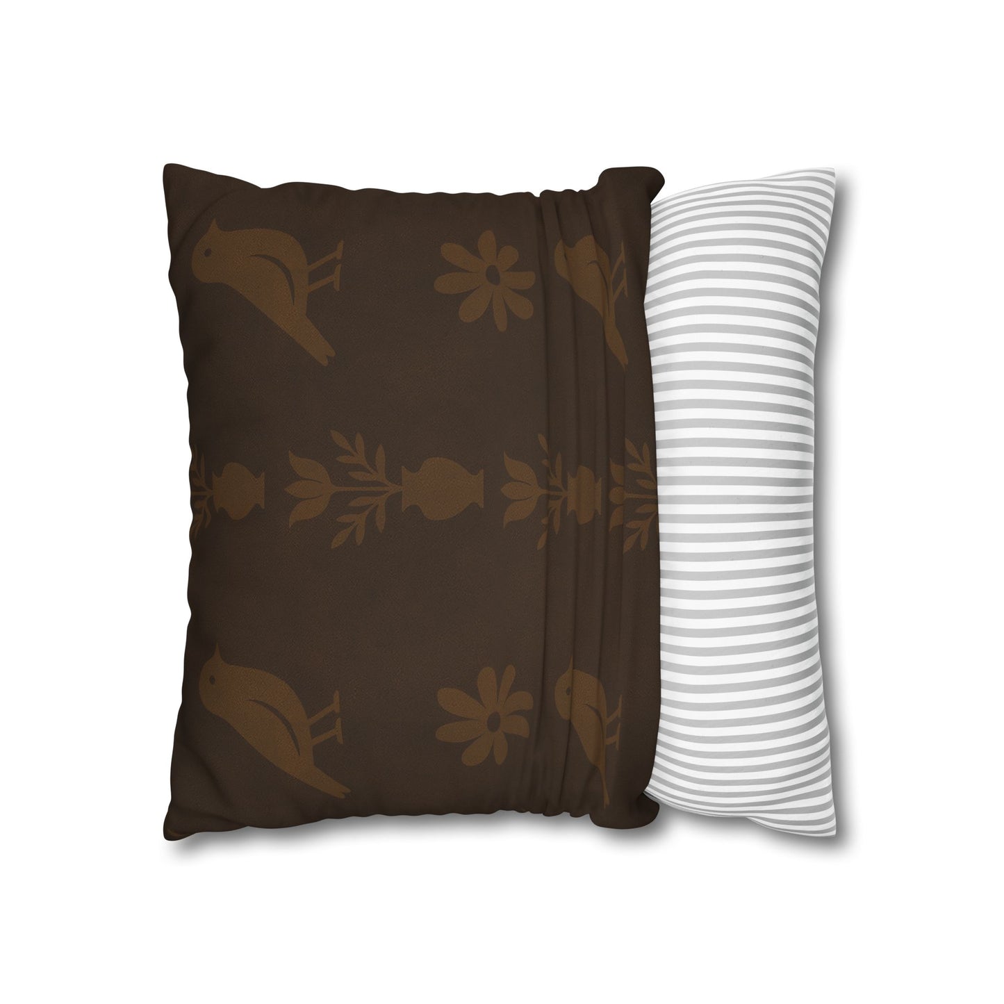 Cozy Bird-Patterned Poly Canvas Pillowcase, Decorative Throw Pillow Cover, Home Decor, Gift for Bird Lovers, Couch Cushion