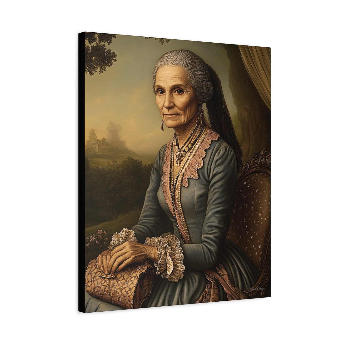 Elegant Vintage Canvas Art Print, Home Decor, Wall Art, Gift for Grandparents, Classic Portrait Decoration