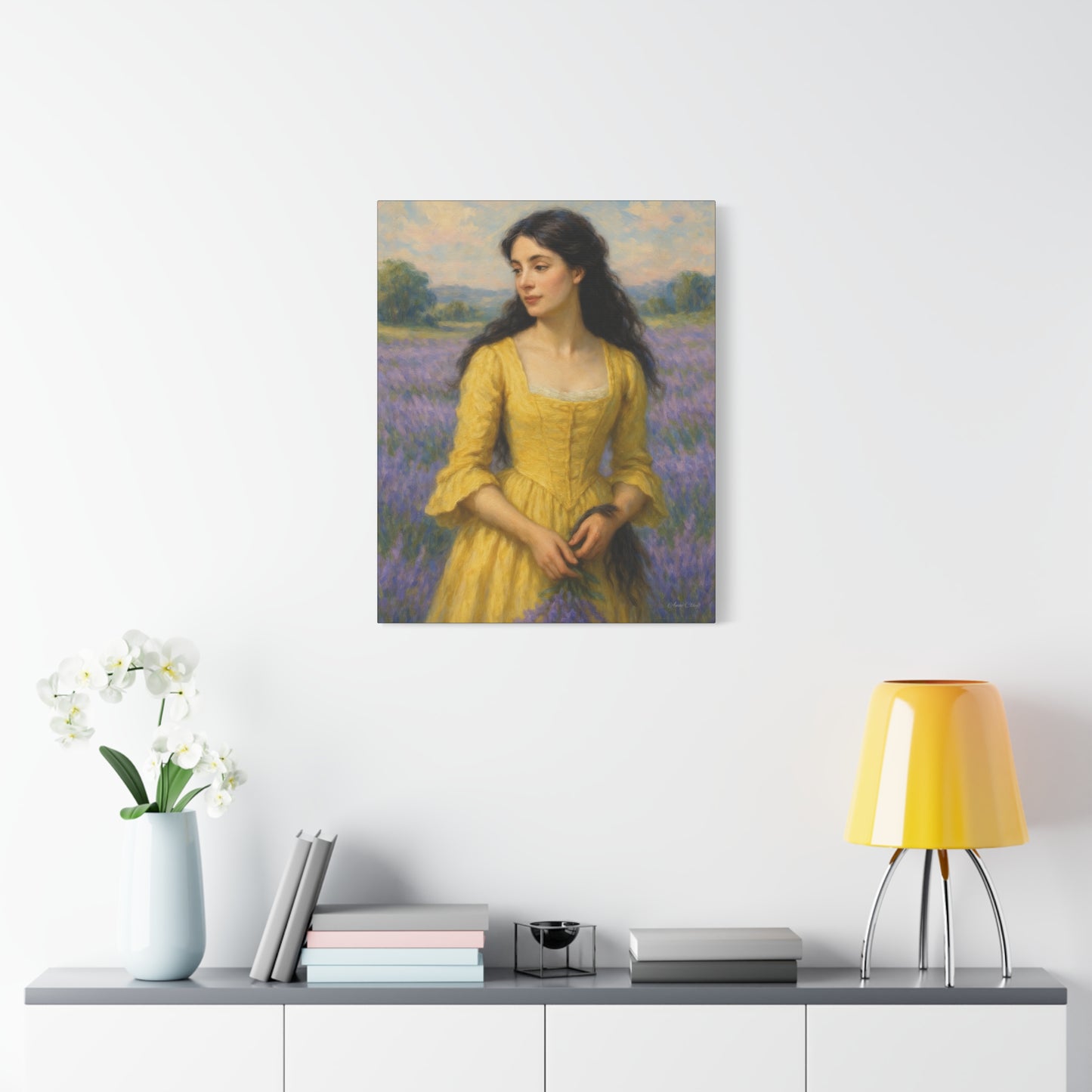 Stretched Canvas Art Print, Floral Decor, Wall Art for Living Room, Lavender Fields