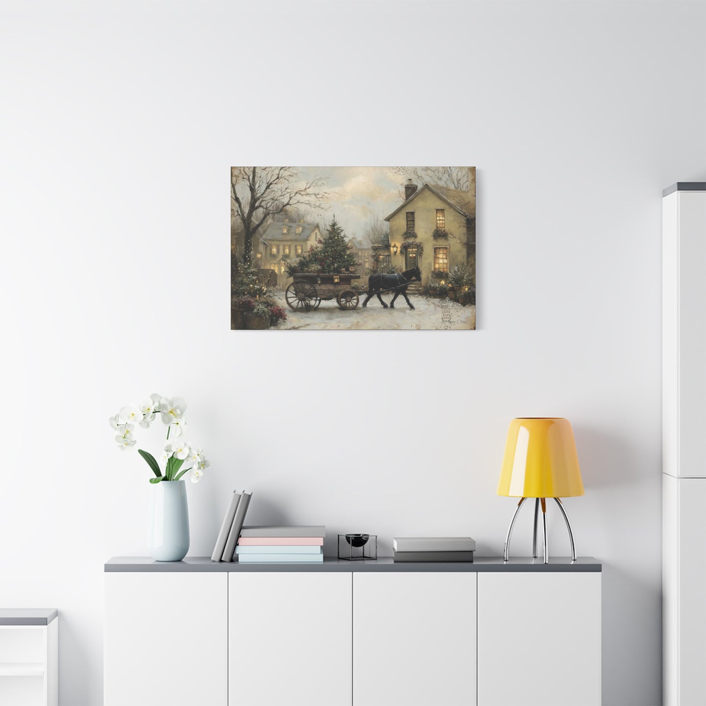 Rustic Winter Canvas Art, Holiday Home Decor, Christmas Wall Art, Cozy Living Room Decoration, Seasonal Wall Hanging