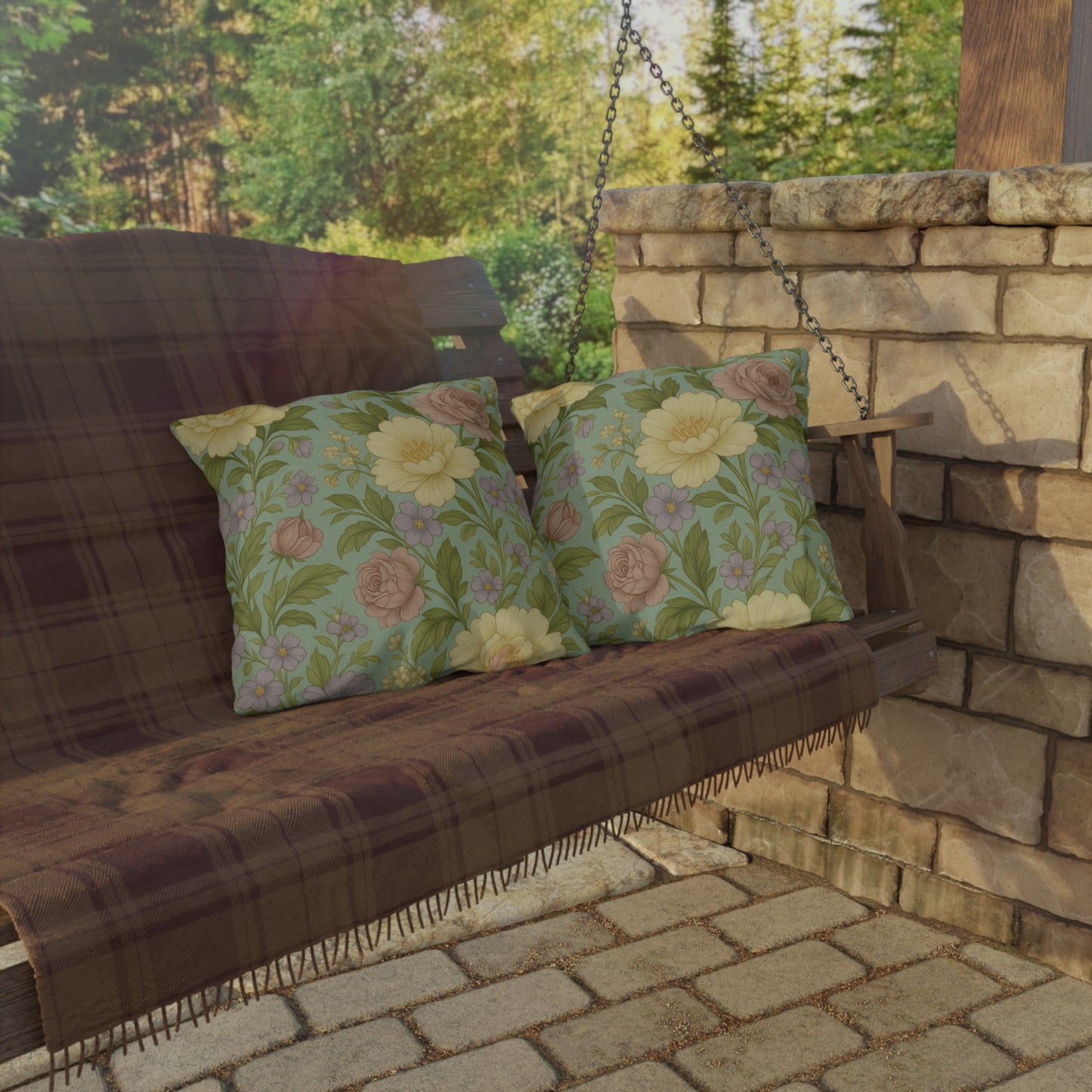Botanical Outdoor Pillows, Floral Patio Decor, Garden Cushions, Shabby Chic Throw, Summer Home Accents