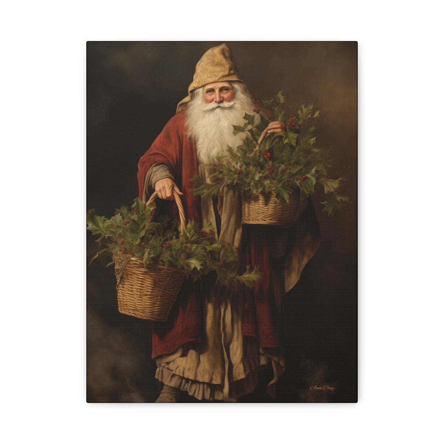 Jolly Santa Ivy Matte Canvas, Stretched, 1.25"