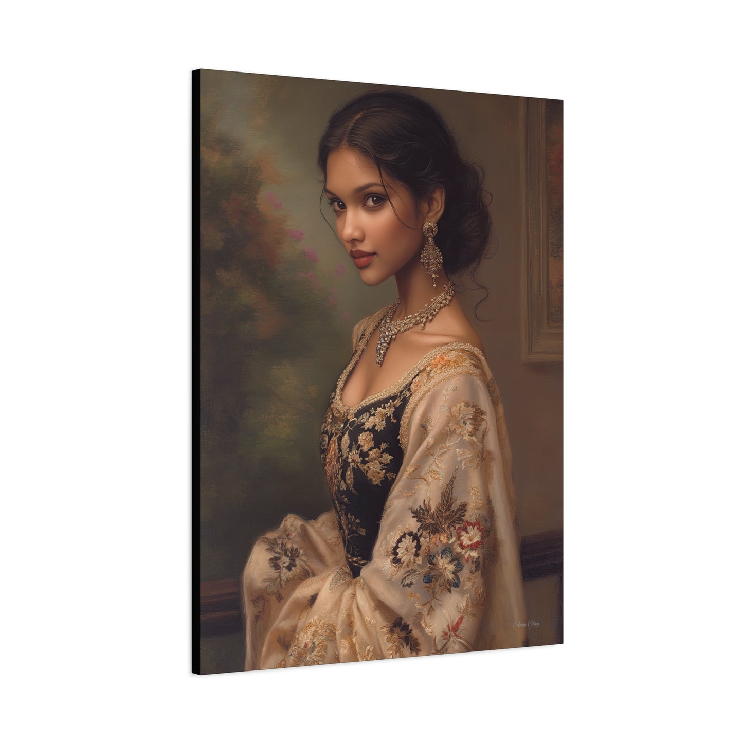 Elegant Stretched Canvas Wall Art - Timeless Portrait, Home Decor, Gift for Art Lovers, Stylish Living Room Decor, Christmas Gift