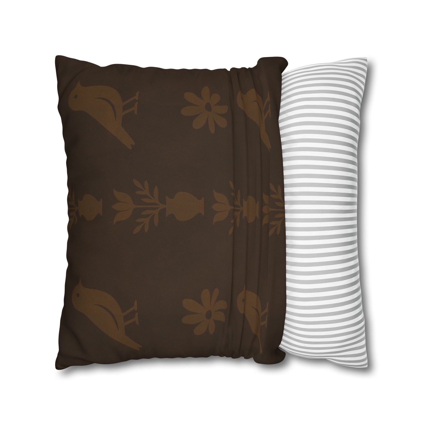 Cozy Bird-Patterned Poly Canvas Pillowcase, Decorative Throw Pillow Cover, Home Decor, Gift for Bird Lovers, Couch Cushion