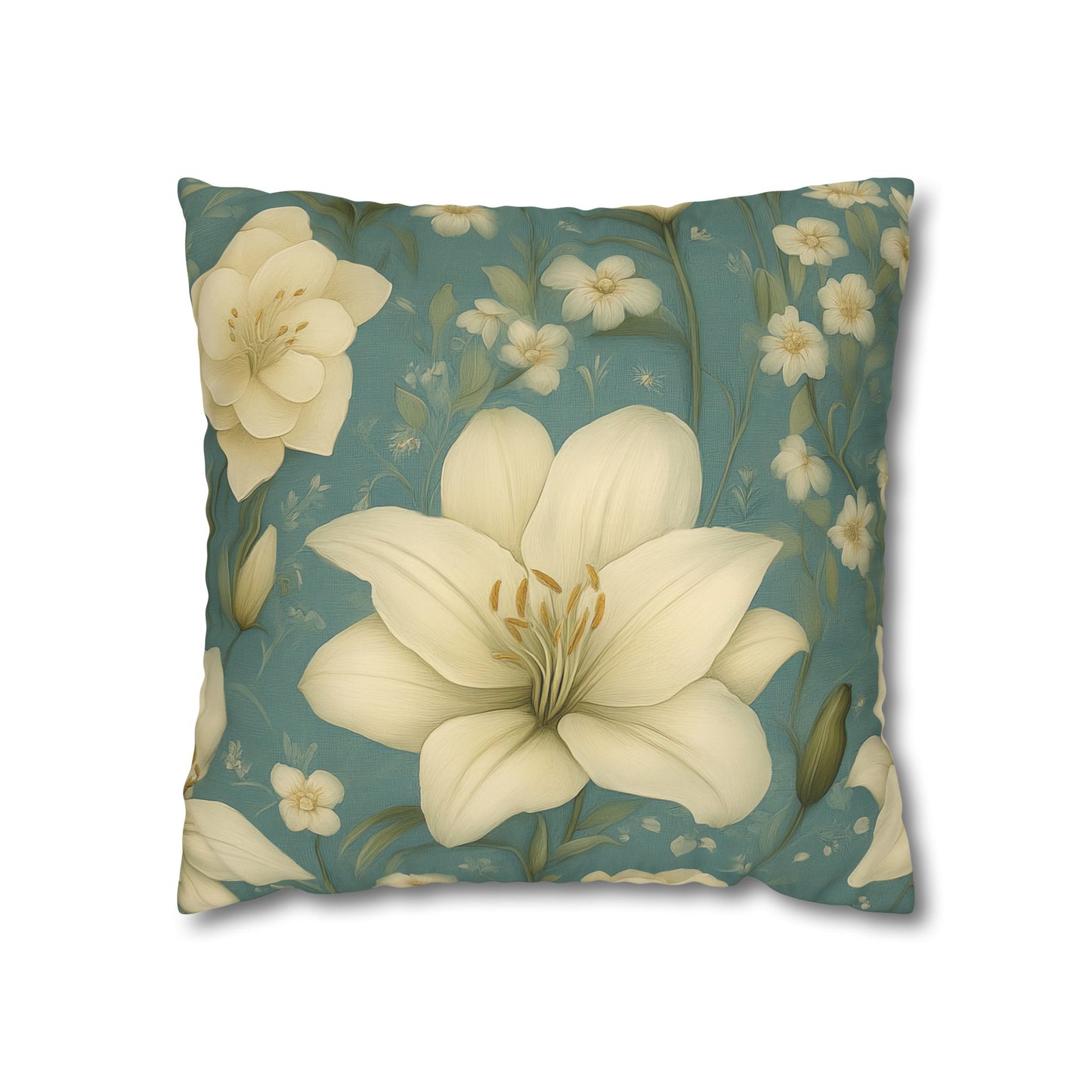 Floral Square Pillowcase, Cozy Home Decor, Gift for Flower Lovers, Soft Decorative Pillow, Spring Living Room Accessories