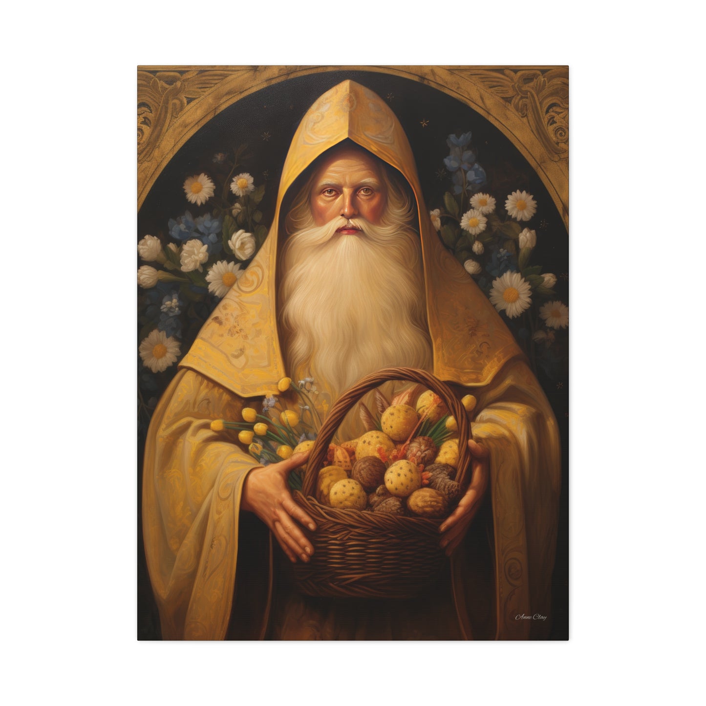 Easter Basket Santa Matte Canvas, Stretched, 1.25"