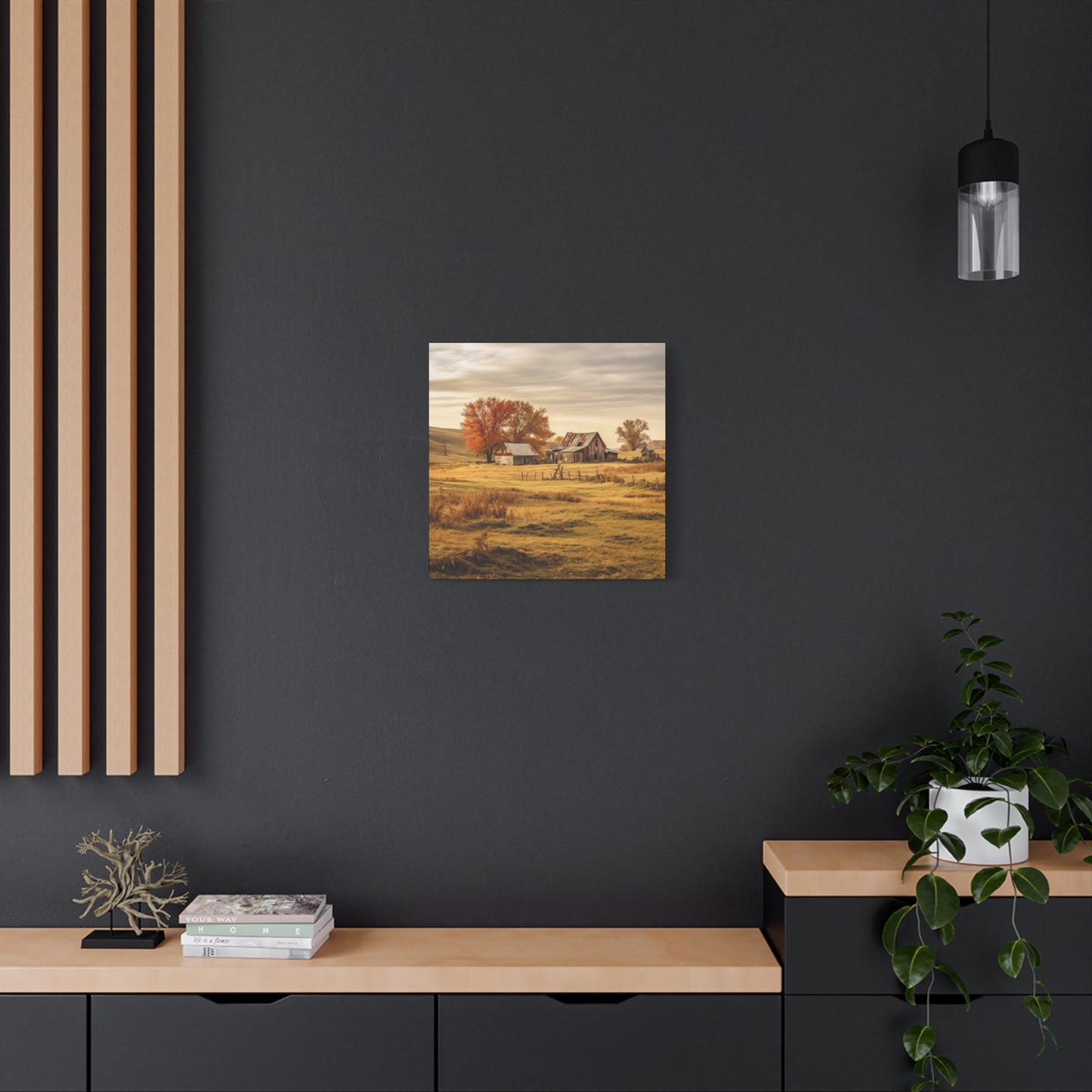 Rustic Farmhouse Canvas Wall Art, Autumn Landscape Decor, Cozy Home Decoration, Farmhouse Style Gift, Rustic Wall Art for All Occasions