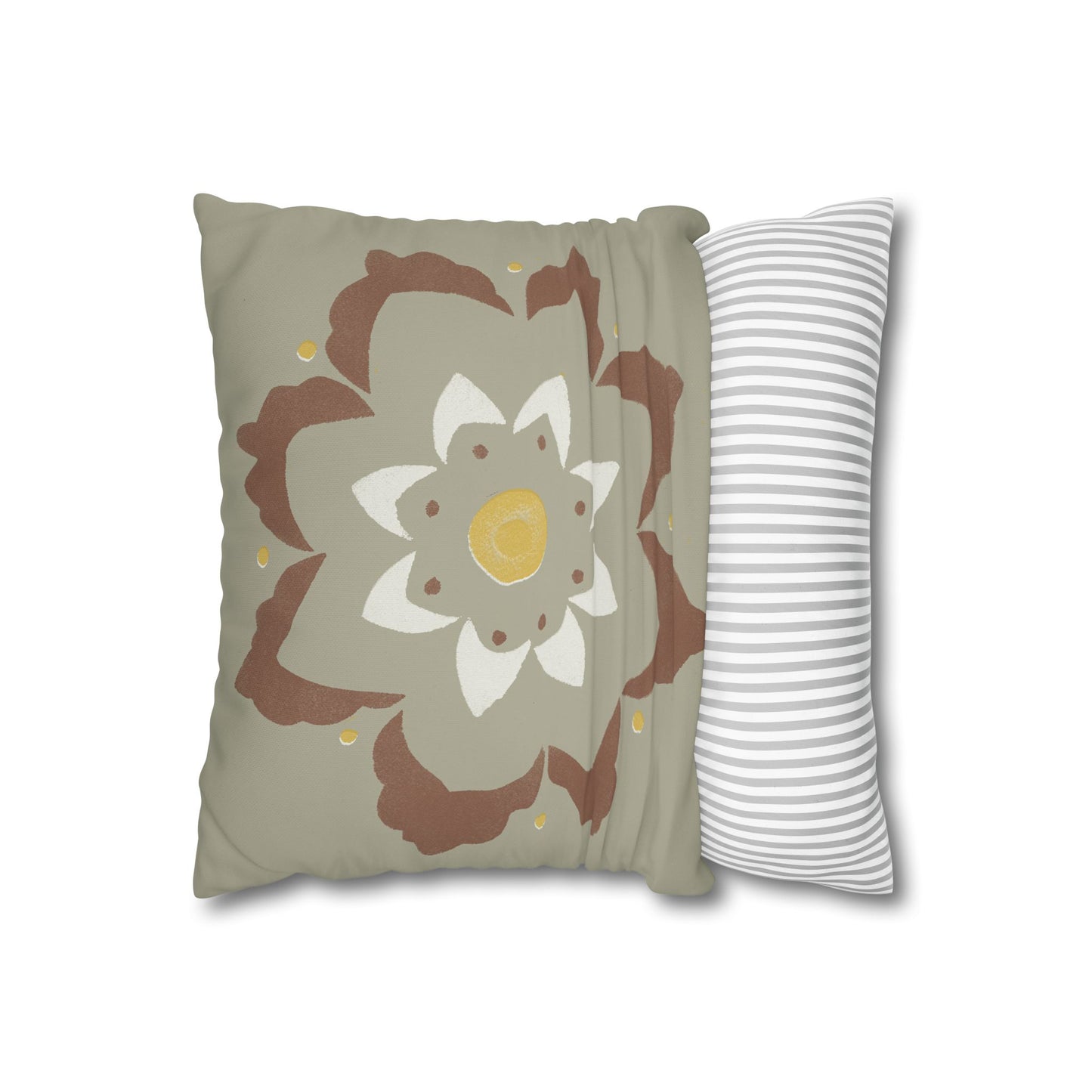 Fantasy Collection Stencil Flower Square Poly Canvas Pillowcase