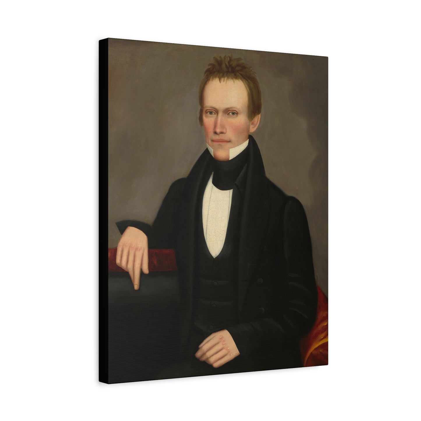 Early American Folk Art Man Classic Portrait Canvas Wall Art - Timeless Elegance for Home Decor