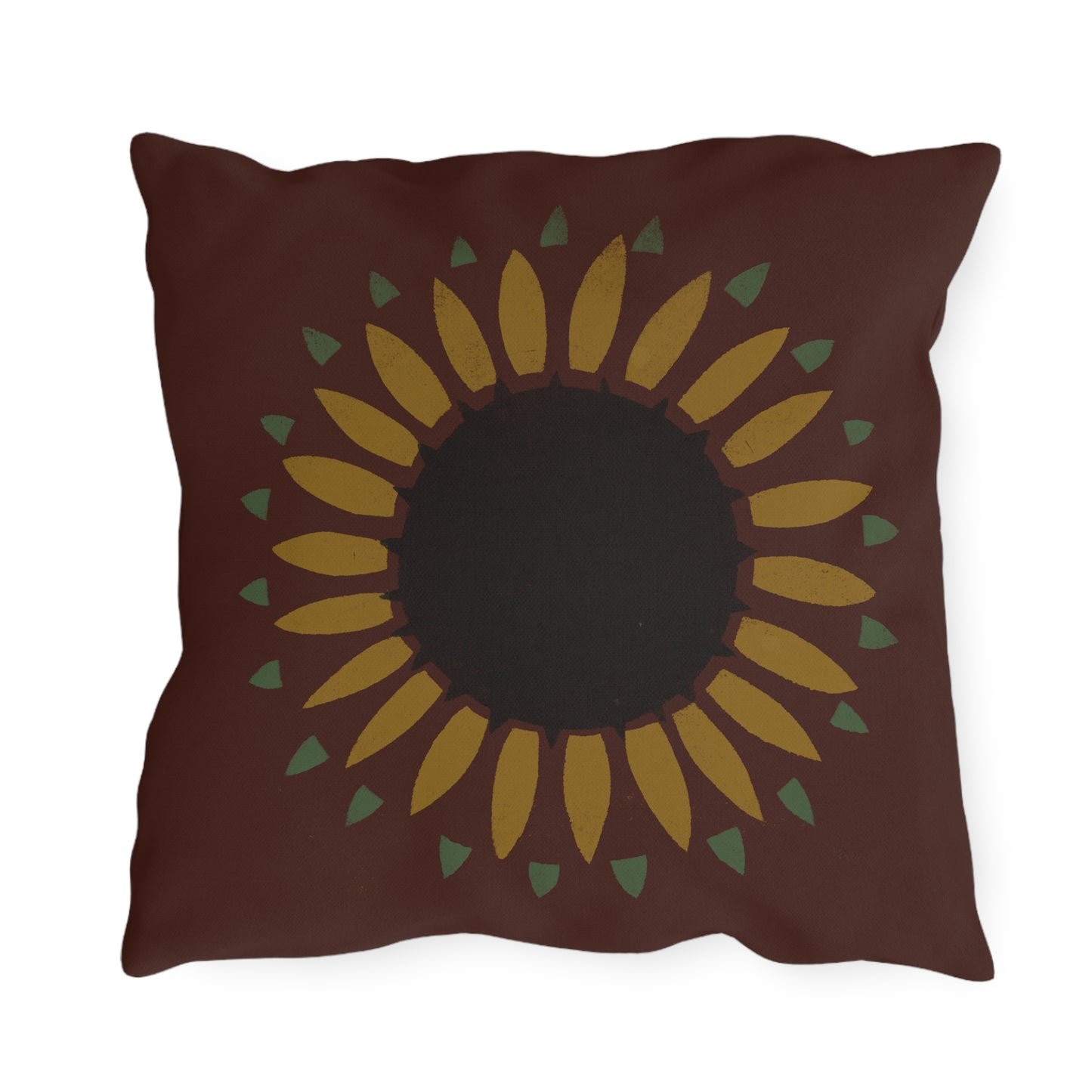 Sunflower on Country Red Stencil Early American Outdoor Pillows