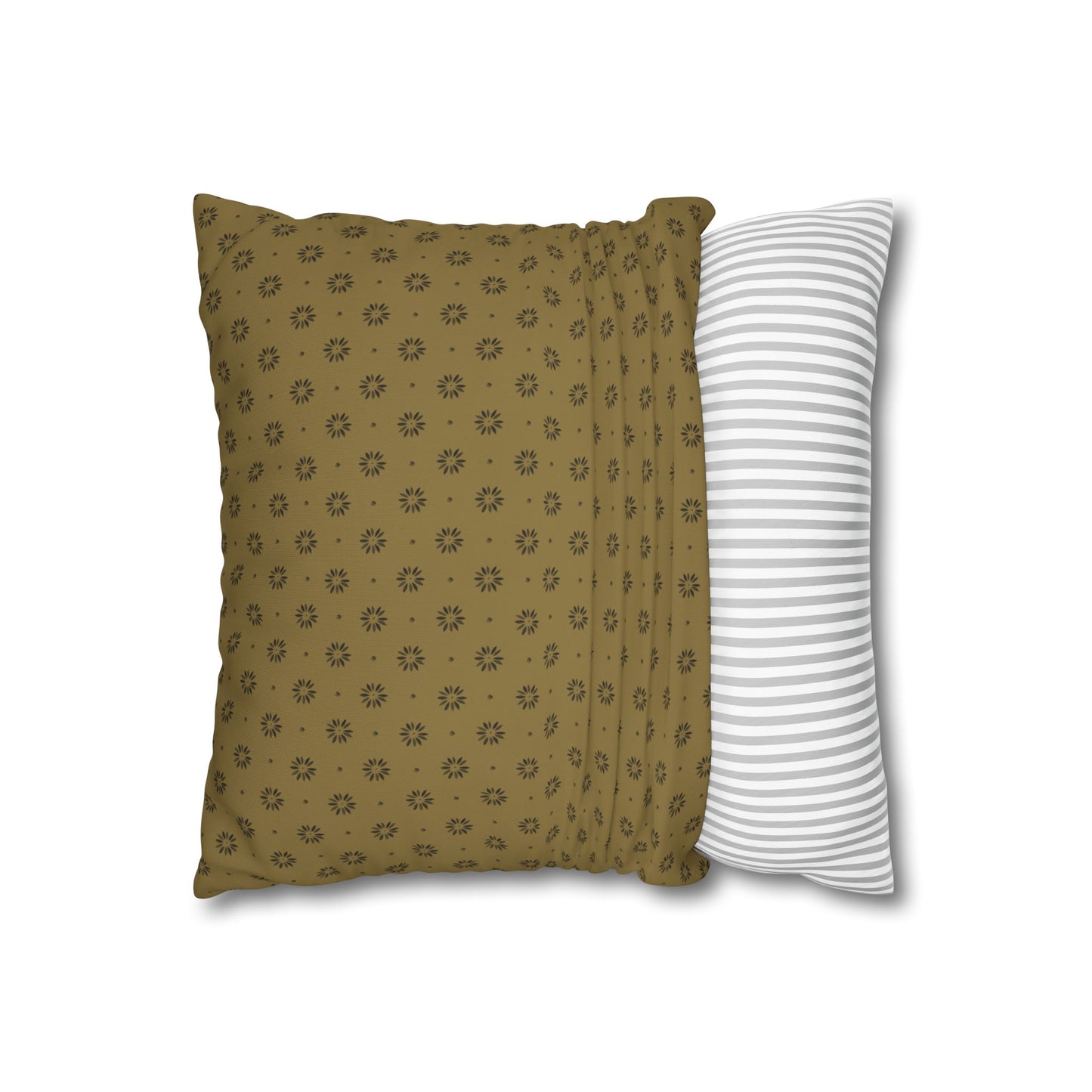 Black Petals on Gold Background Stencil Square Poly Canvas Pillowcase