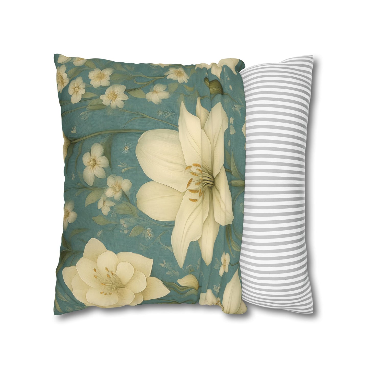 Floral Square Pillowcase, Cozy Home Decor, Gift for Flower Lovers, Soft Decorative Pillow, Spring Living Room Accessories