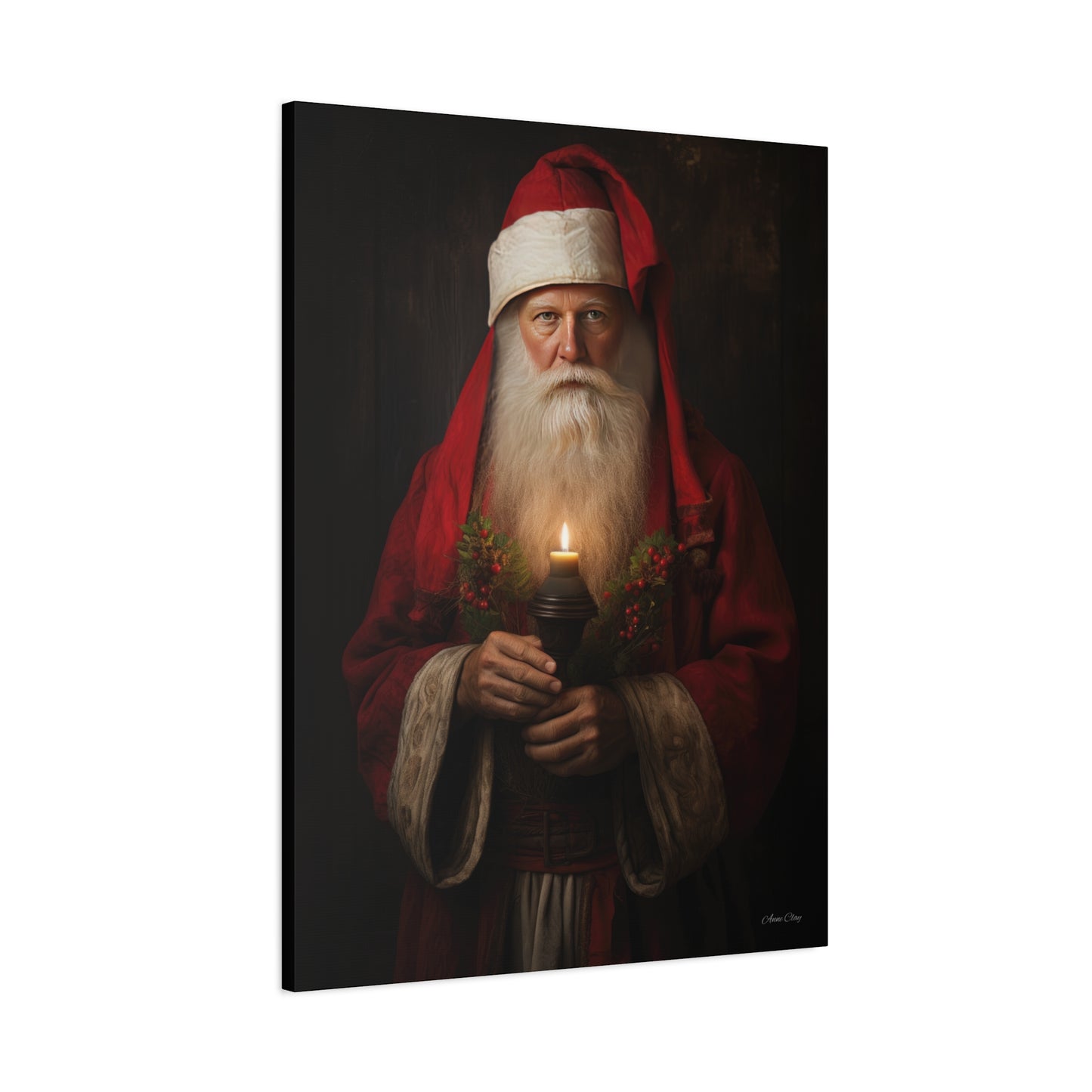Candlelight Santa Matte Canvas, Stretched, 1.25"