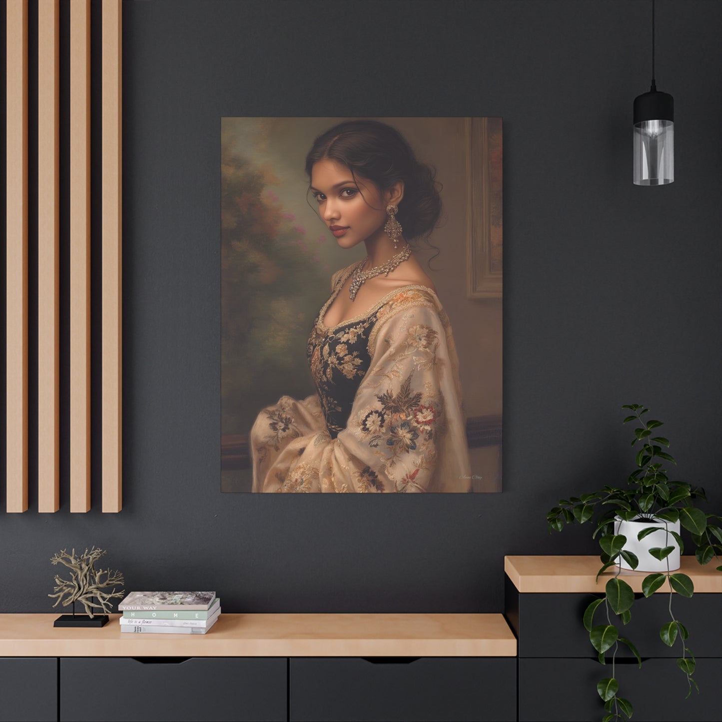 Elegant Stretched Canvas Wall Art - Timeless Portrait, Home Decor, Gift for Art Lovers, Stylish Living Room Decor, Christmas Gift
