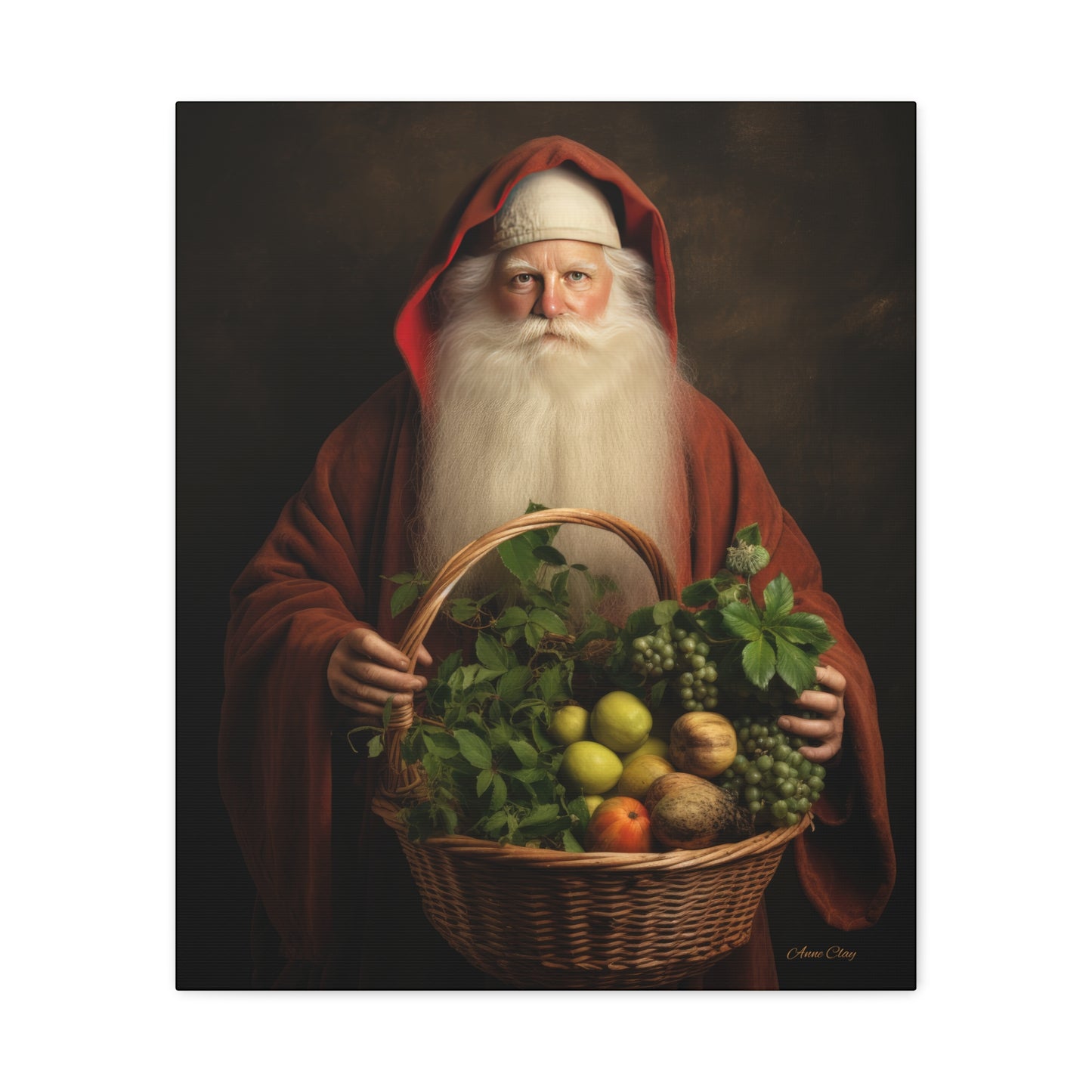 Fruit Basket Santa Matte Canvas, Stretched, 1.25"