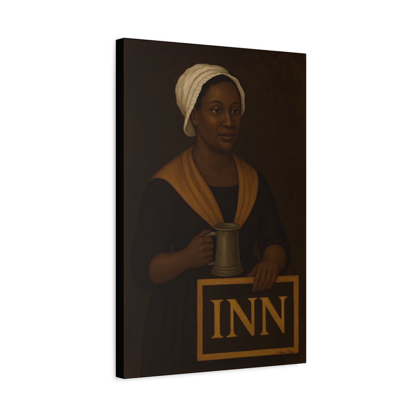 Innkeepers Welcome on Brown Primitive Folk Portrait