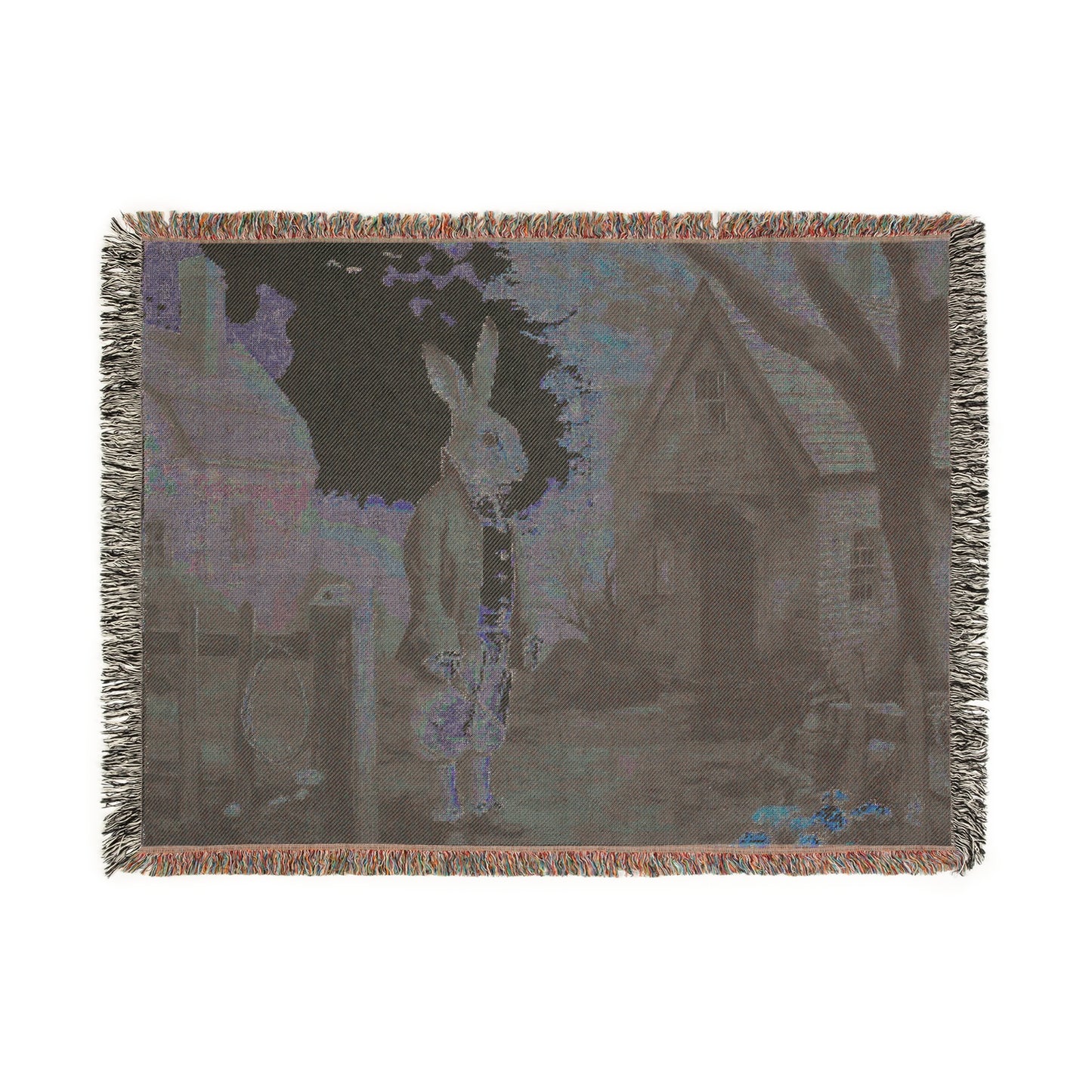 Charming Rabbit-Themed Woven Blanket for Cozy Living