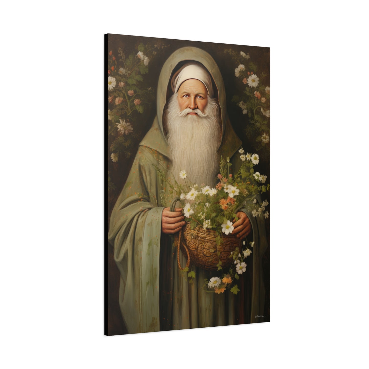 Floral Santa Matte Canvas, Stretched, 1.25"