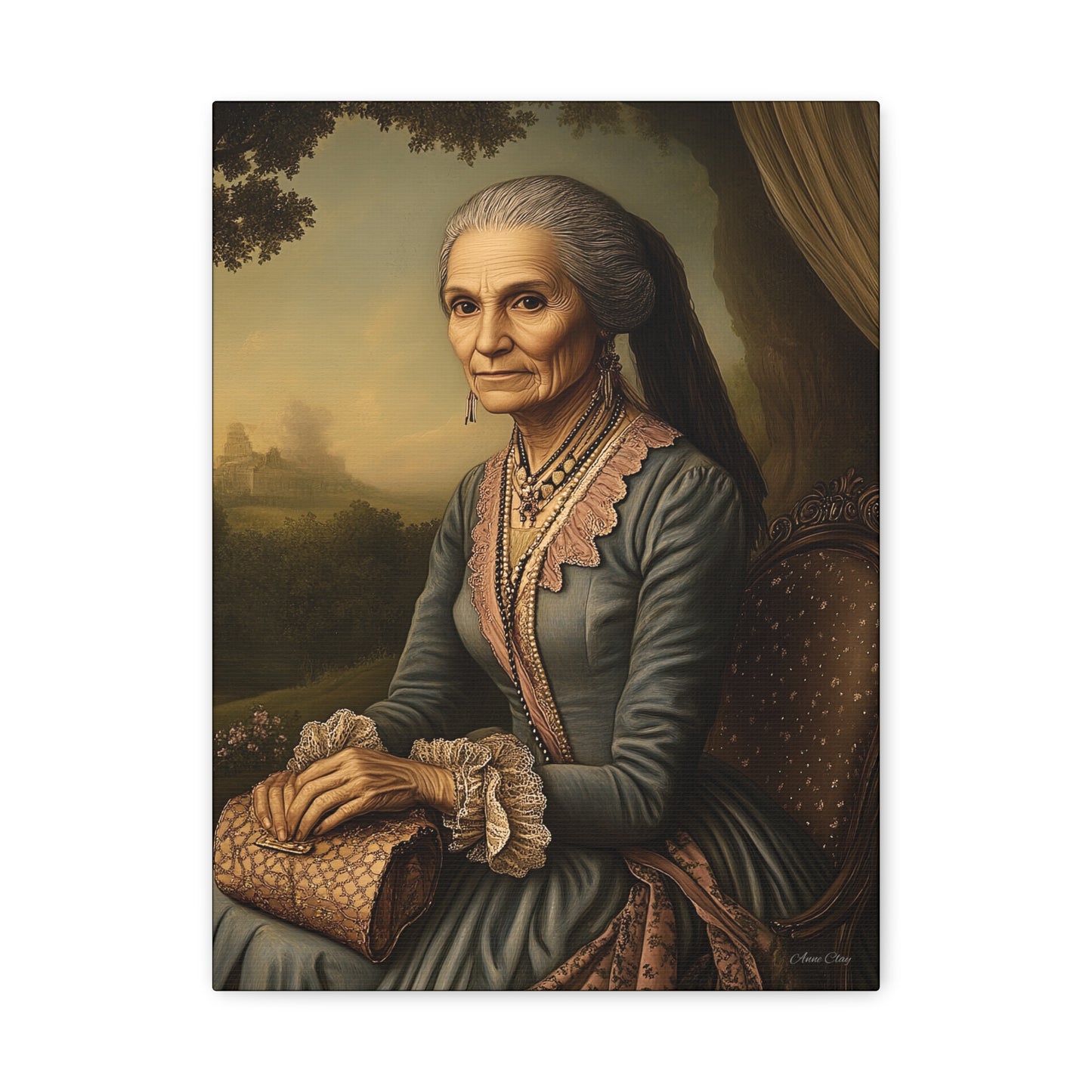 Elegant Vintage Canvas Art Print, Home Decor, Wall Art, Gift for Grandparents, Classic Portrait Decoration