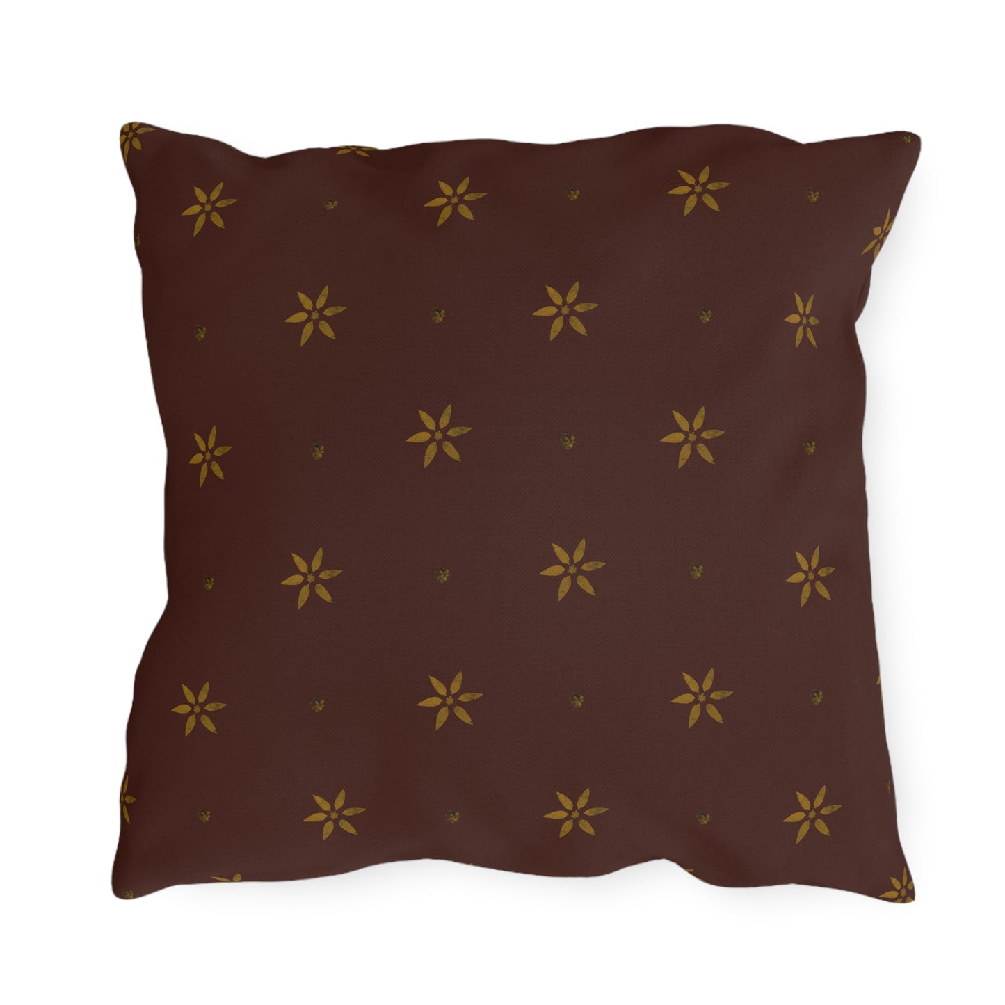 Mustard Petals on Red Early American Stencil Outdoor Pillows
