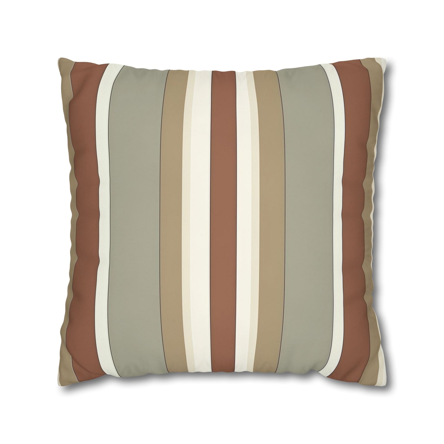Fantasy Collection Taupe Stripes Square Poly Canvas Pillowcase