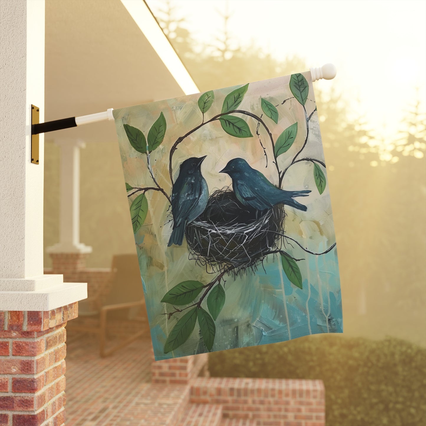 Birds in a Nest Garden & House Banner