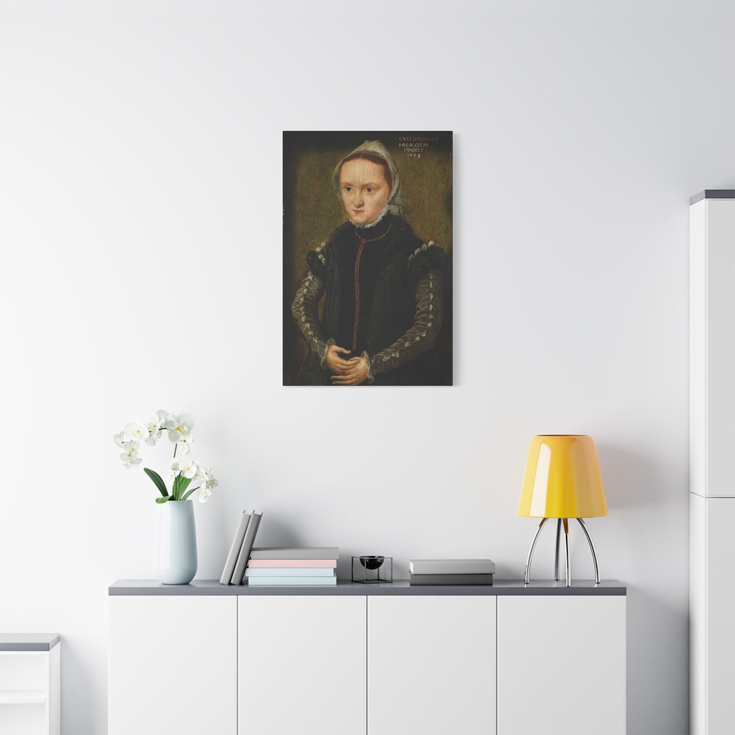 Elegant Stretched Canvas Art Print, Antique Reproduction Portrait Decor