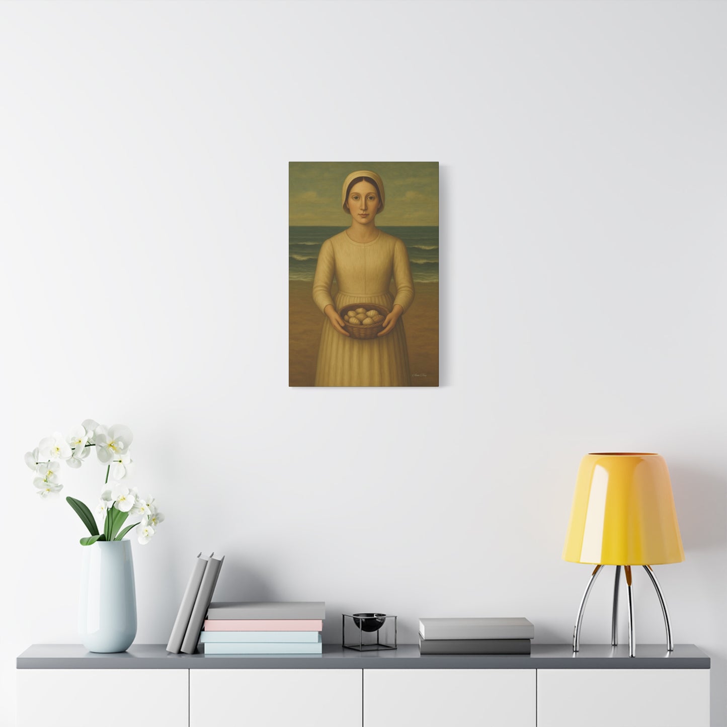 Stretched Canvas Art Print of Young Woman with Eggs, Wall Decor, Vintage Style, Gift for Home, Art Lovers, Mother's Day