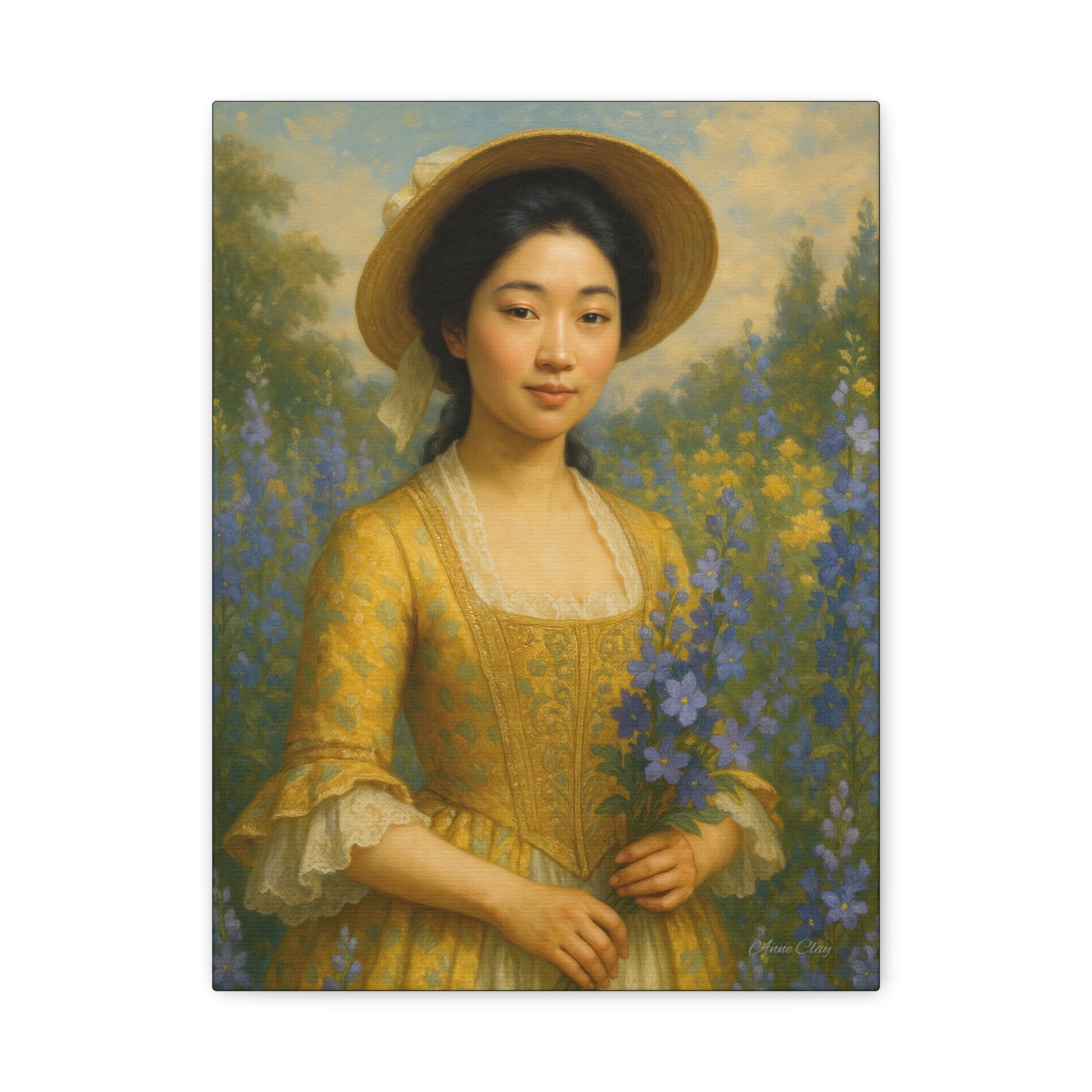 Floral Portrait Canvas, Vintage Art Print, Elegant Home Decor, Gift for Art Lovers, Wall Art for Living Room