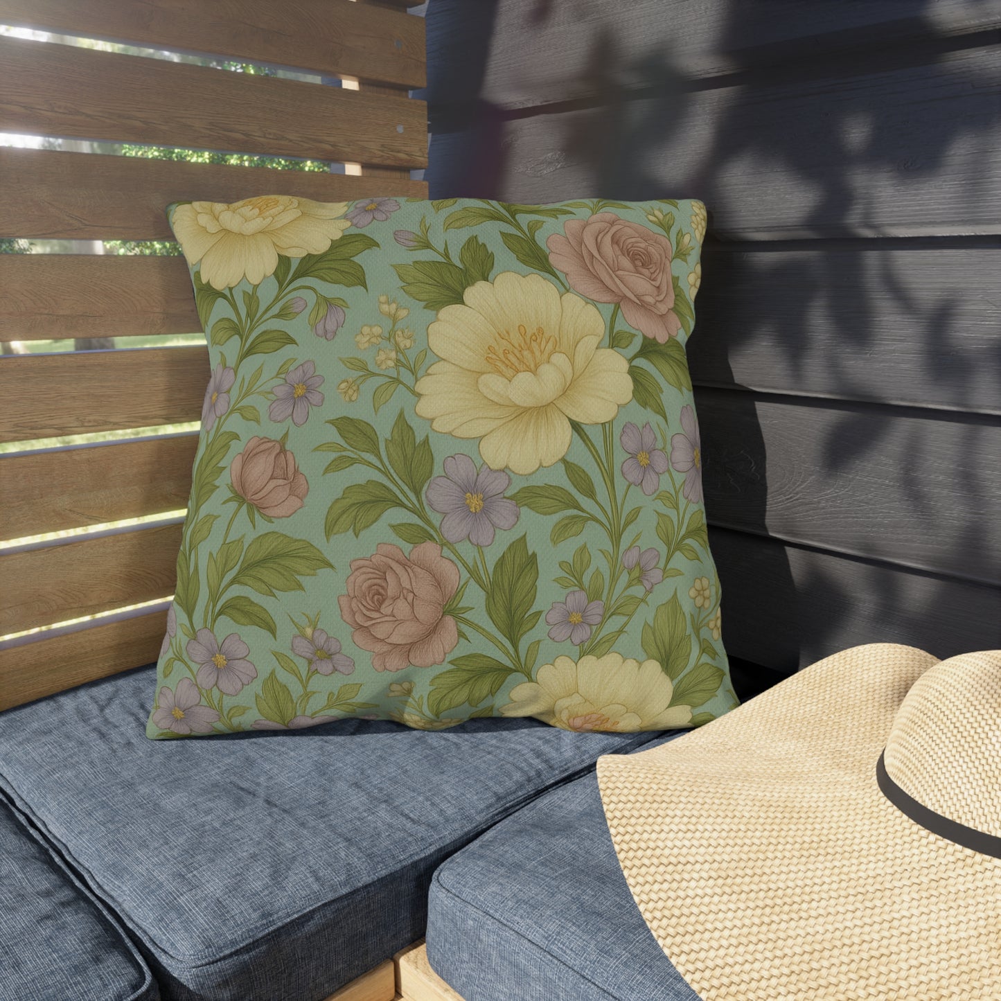 Botanical Outdoor Pillows, Floral Patio Decor, Garden Cushions, Shabby Chic Throw, Summer Home Accents