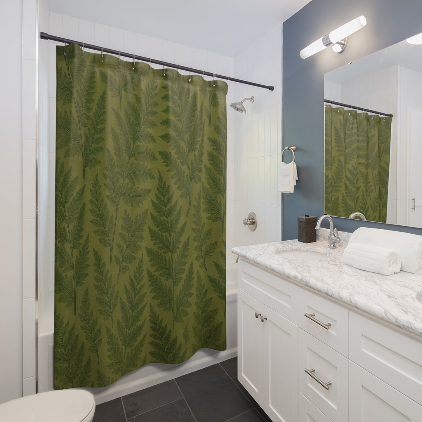 Botanical Fern Shower Curtain - Chic Bathroom Decor, Tropical Vibes, Home Decor, Gift for Nature Lovers, Eco-Friendly Bathroom