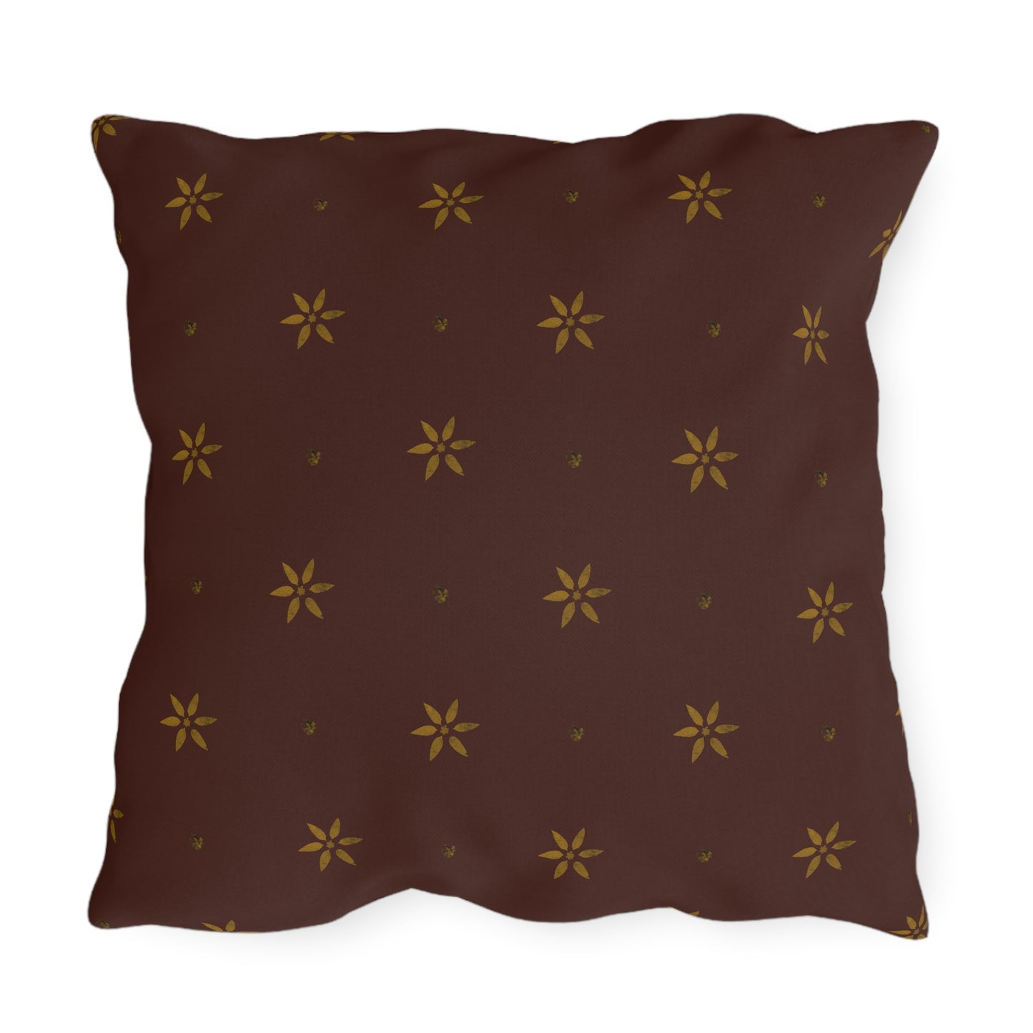 Mustard Petals on Red Early American Stencil Outdoor Pillows