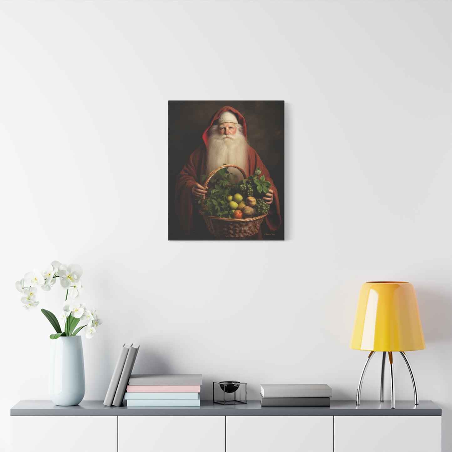 Fruit Basket Santa Matte Canvas, Stretched, 1.25"